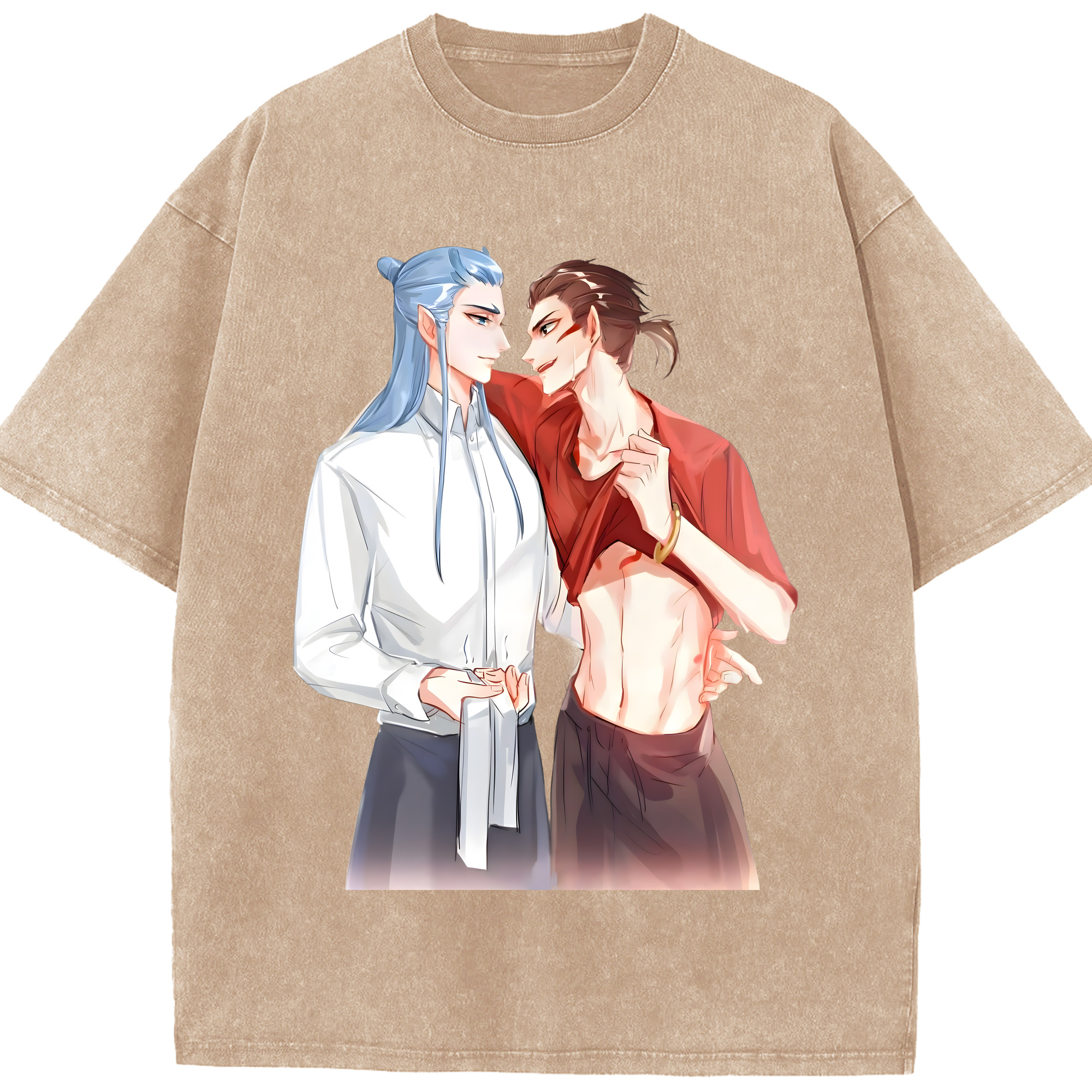 （画像用） Ne Zha 2 ナタ 魔童の大暴れ 綿100% ヴィンテージ風 半袖Tシャツ（フロントプリント）