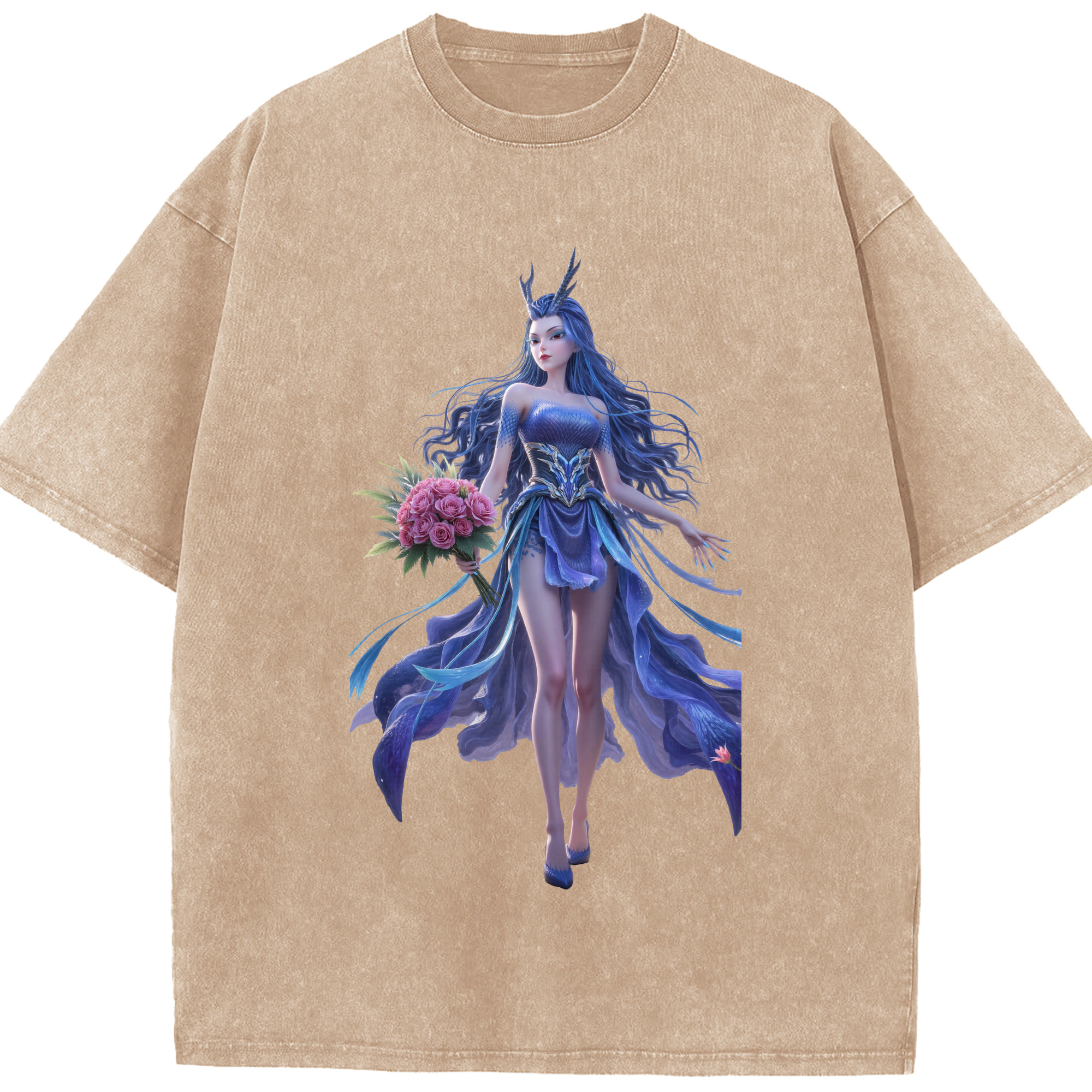 （画像用） Ne Zha 2 ナタ 魔童の大暴れ 綿100% ヴィンテージ風 半袖Tシャツ（フロントプリント）