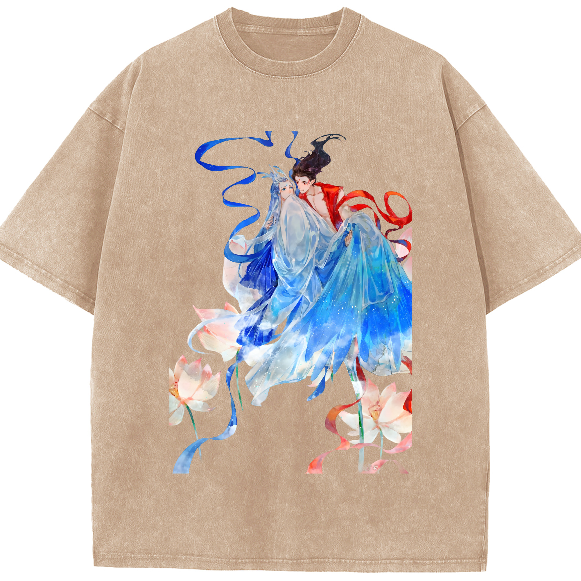 （画像用） Ne Zha 2 ナタ 魔童の大暴れ 綿100% ヴィンテージ風 半袖Tシャツ（フロントプリント）