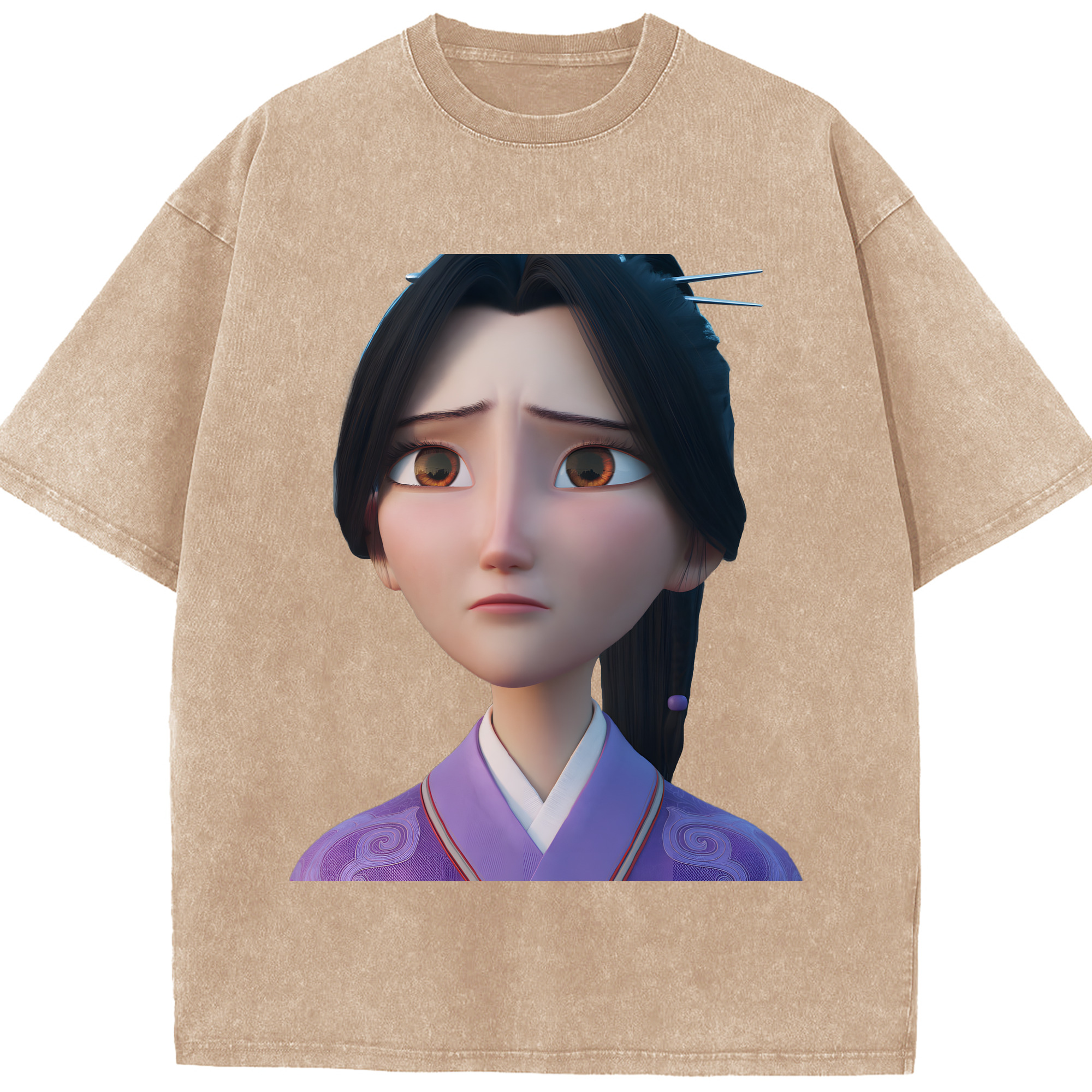 （画像用） Ne Zha 2 ナタ 魔童の大暴れ 綿100% ヴィンテージ風 半袖Tシャツ（フロントプリント）