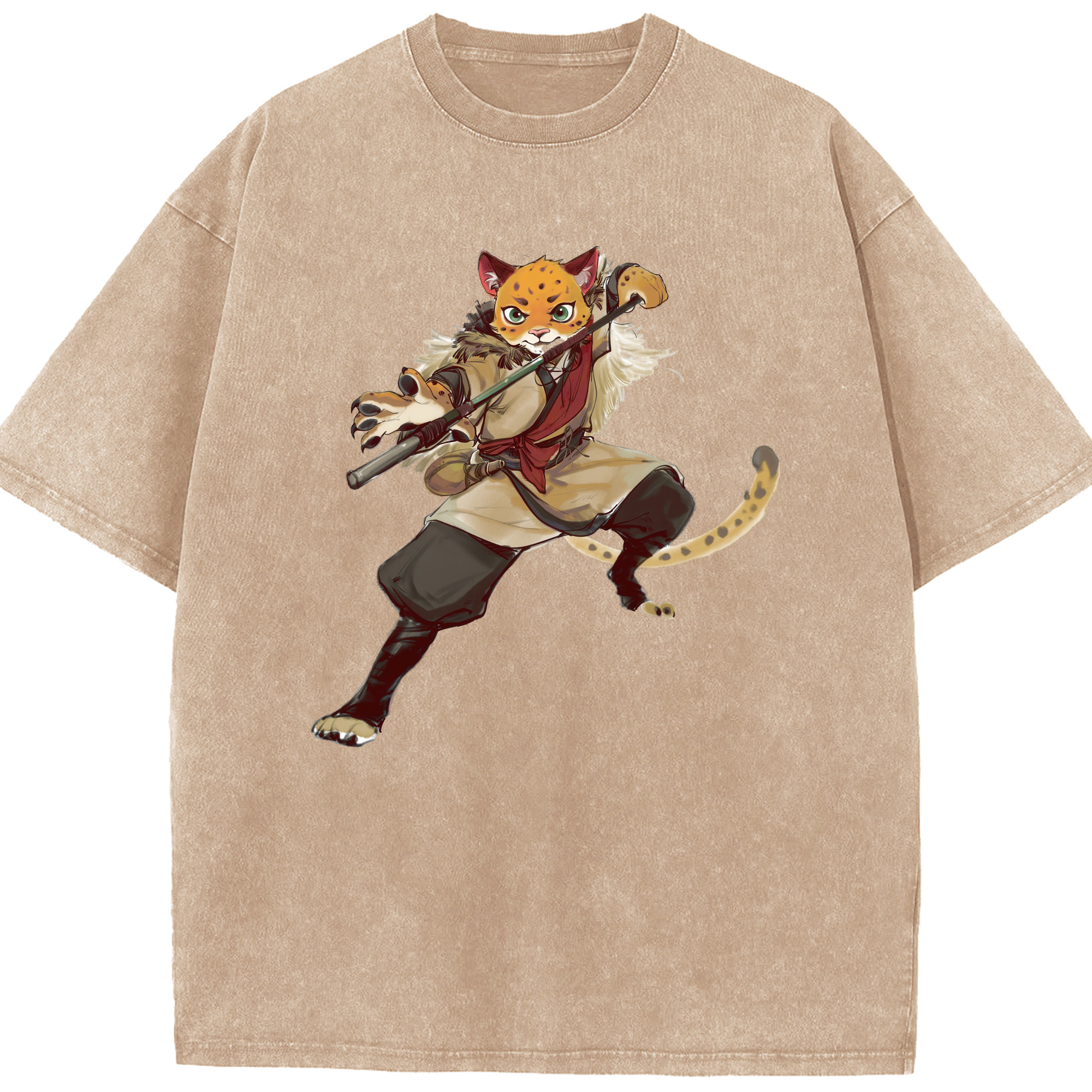 （画像用） Ne Zha 2 ナタ 魔童の大暴れ 綿100% ヴィンテージ風 半袖Tシャツ（フロントプリント）