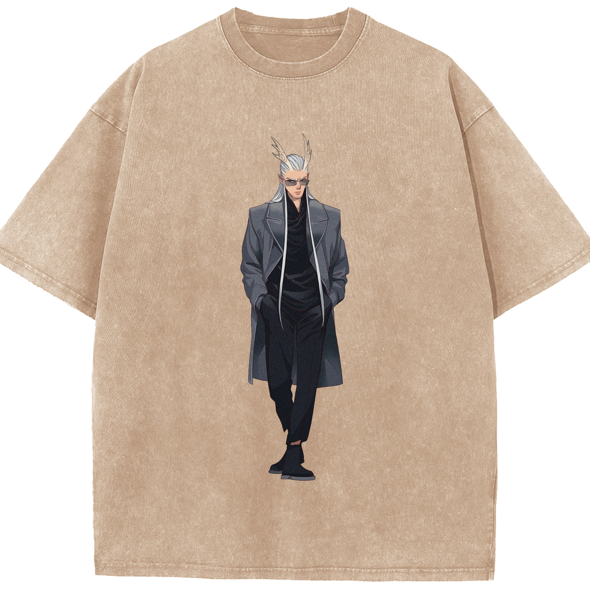（画像用） Ne Zha 2 ナタ 魔童の大暴れ 綿100% ヴィンテージ風 半袖Tシャツ（フロントプリント）