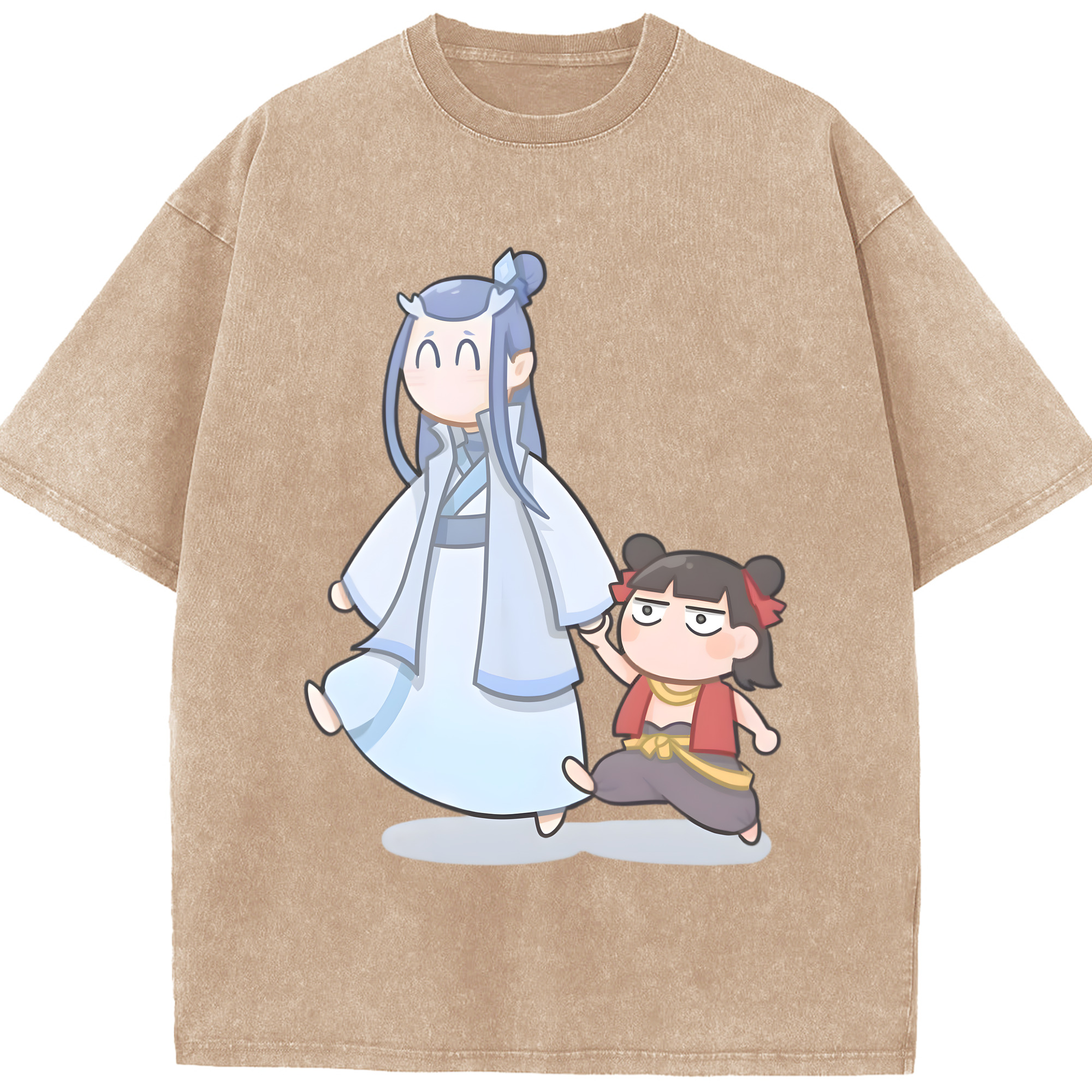 （画像用） Ne Zha 2 ナタ 魔童の大暴れ 綿100% ヴィンテージ風 半袖Tシャツ（フロントプリント）