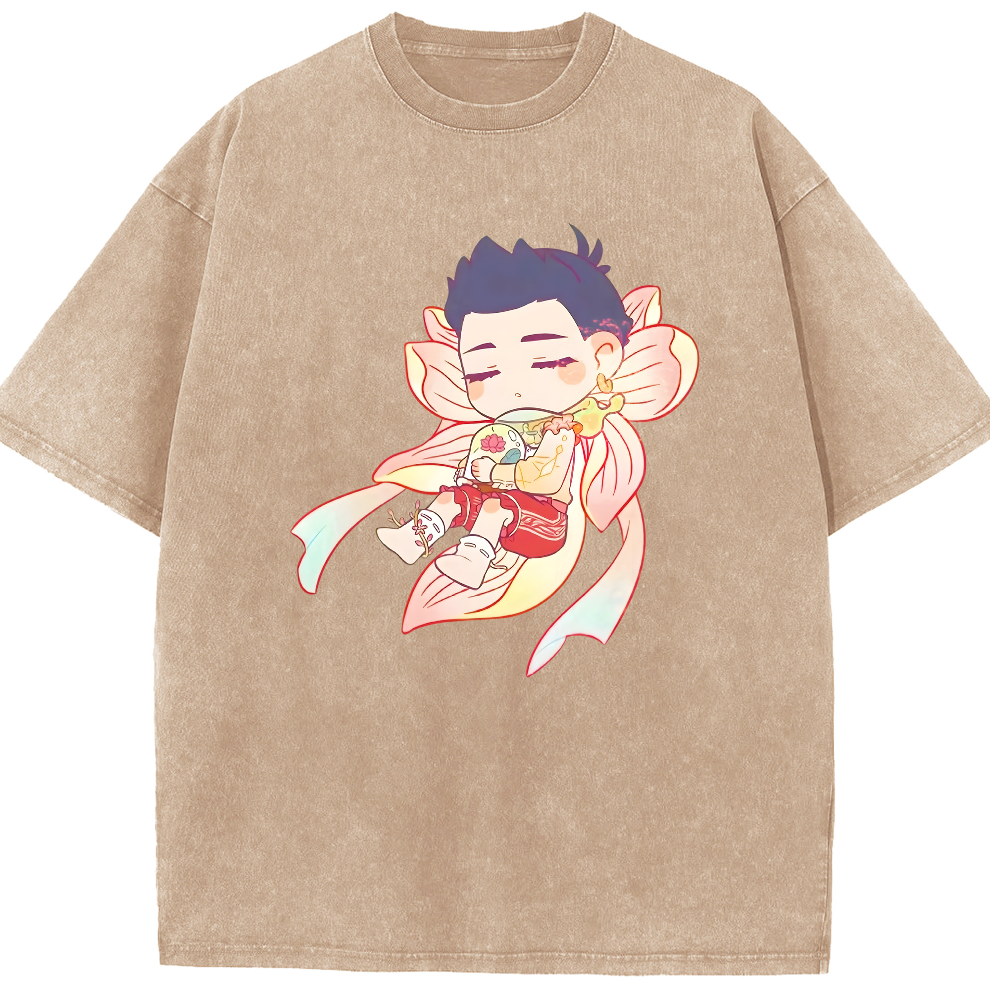 （画像用） Ne Zha 2 ナタ 魔童の大暴れ 綿100% ヴィンテージ風 半袖Tシャツ（フロントプリント）