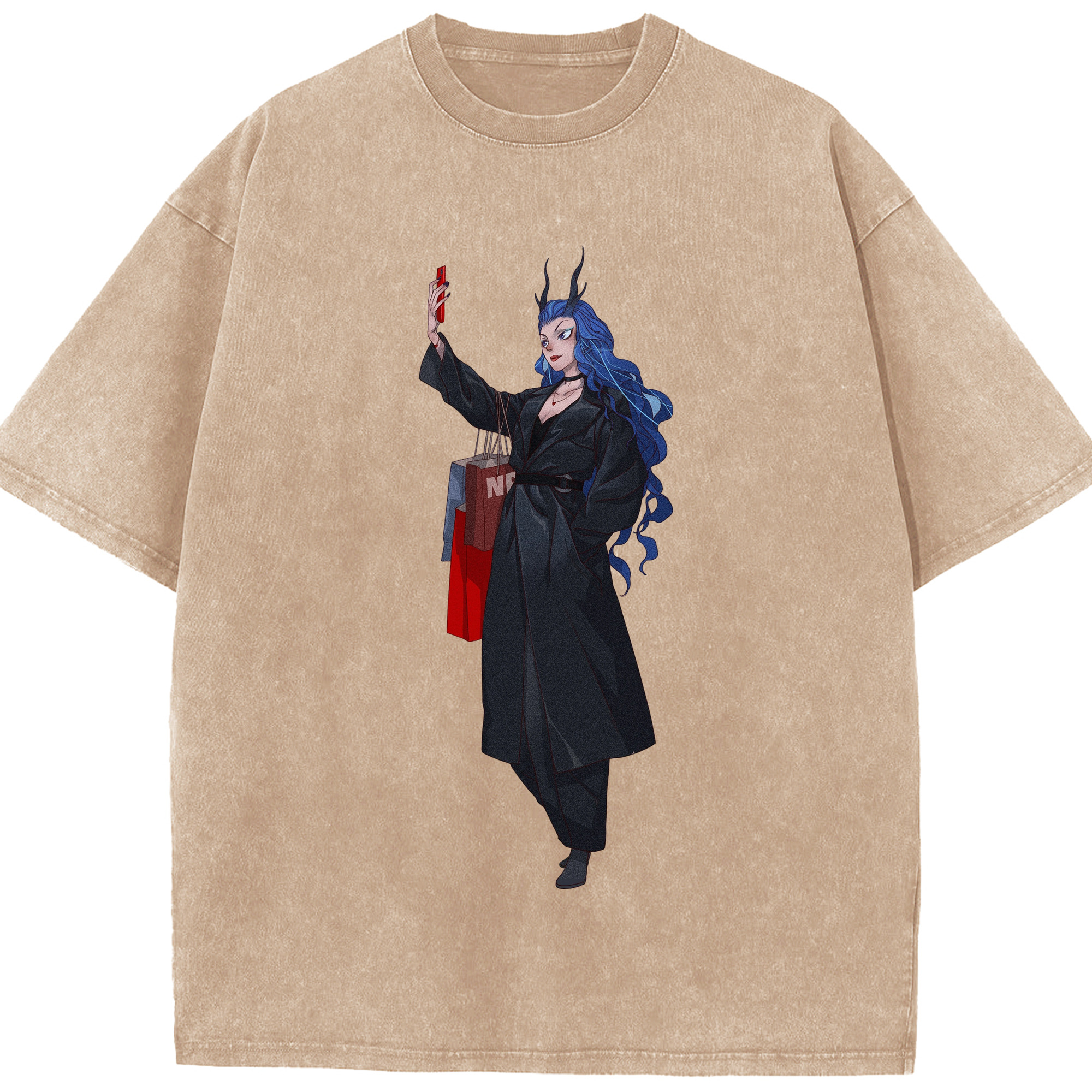 （画像用） Ne Zha 2 ナタ 魔童の大暴れ 綿100% ヴィンテージ風 半袖Tシャツ（フロントプリント）