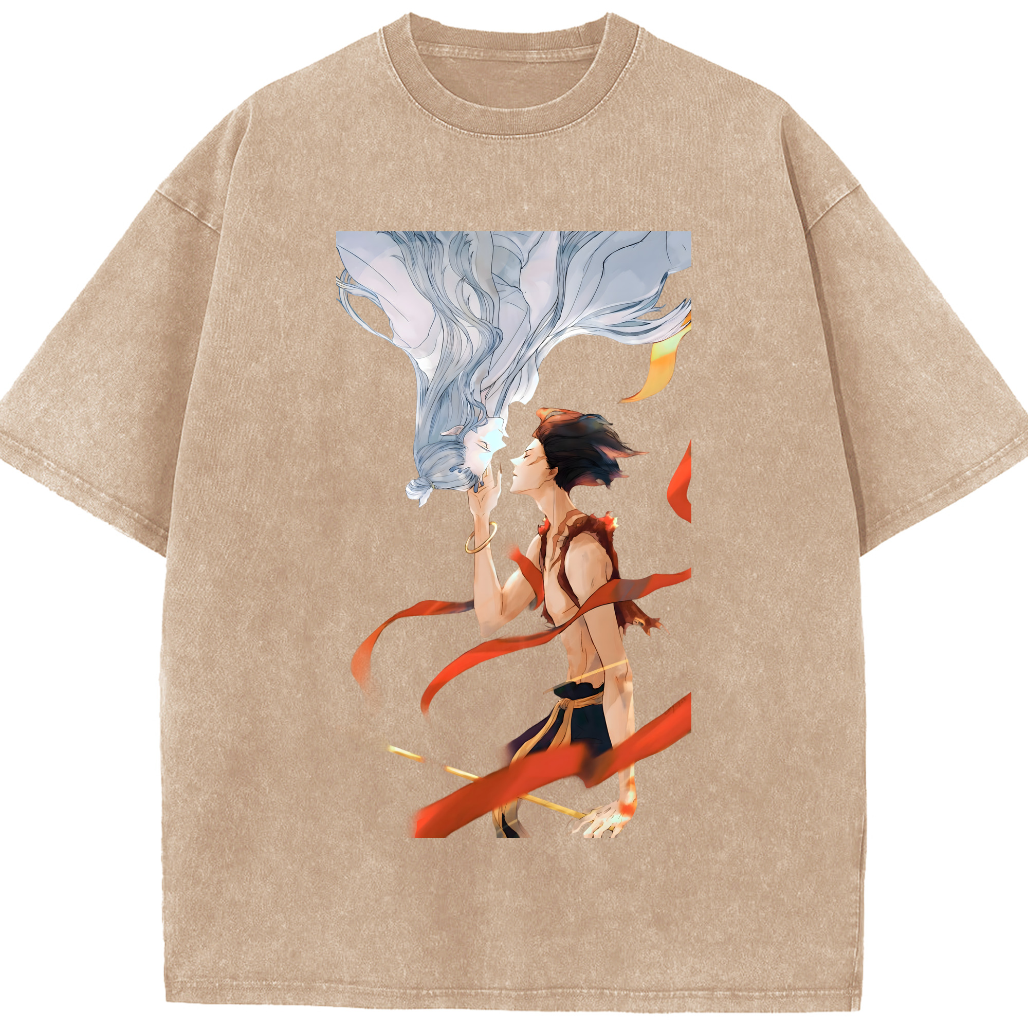（画像用） Ne Zha 2 ナタ 魔童の大暴れ 綿100% ヴィンテージ風 半袖Tシャツ（フロントプリント）