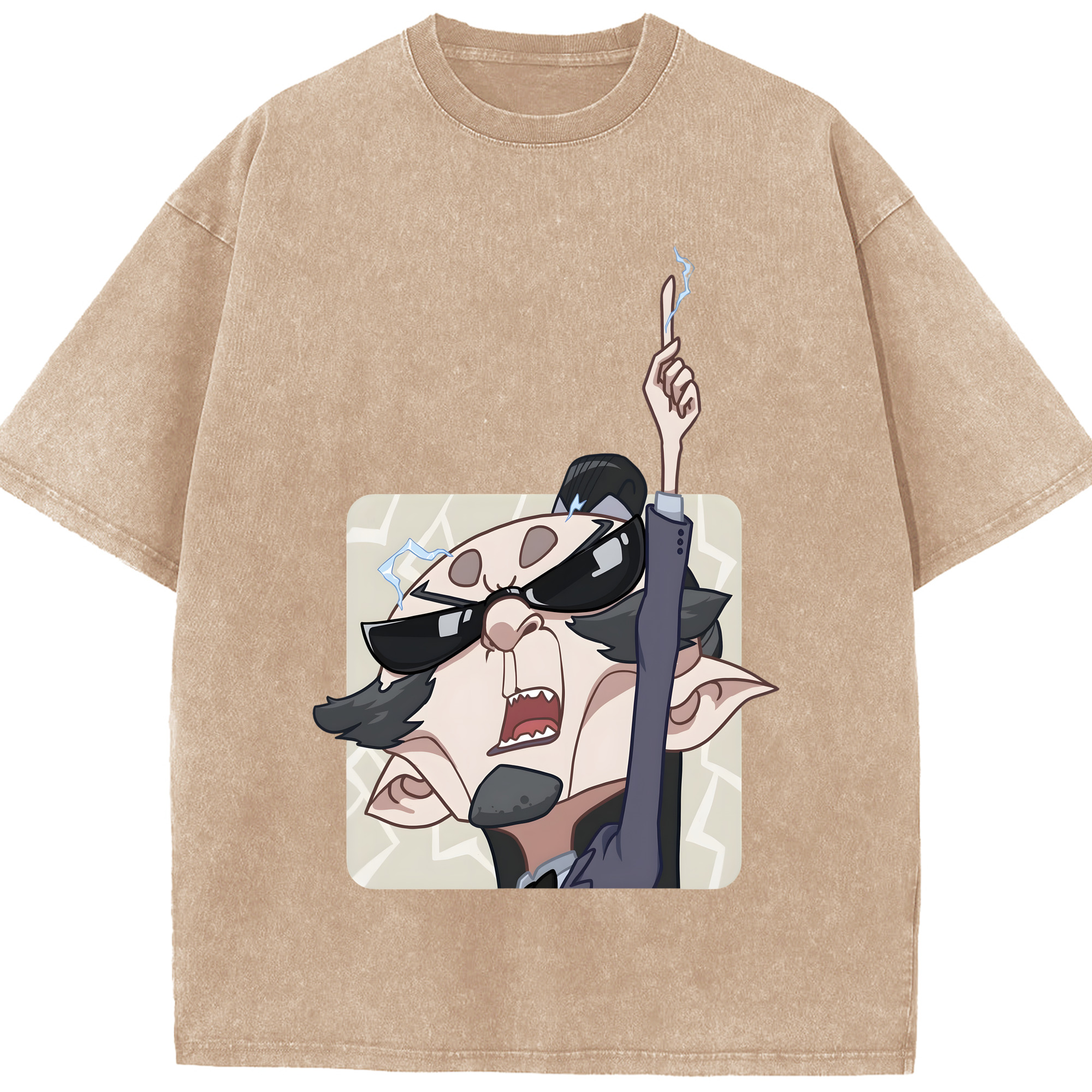 （画像用） Ne Zha 2 ナタ 魔童の大暴れ 綿100% ヴィンテージ風 半袖Tシャツ（フロントプリント）