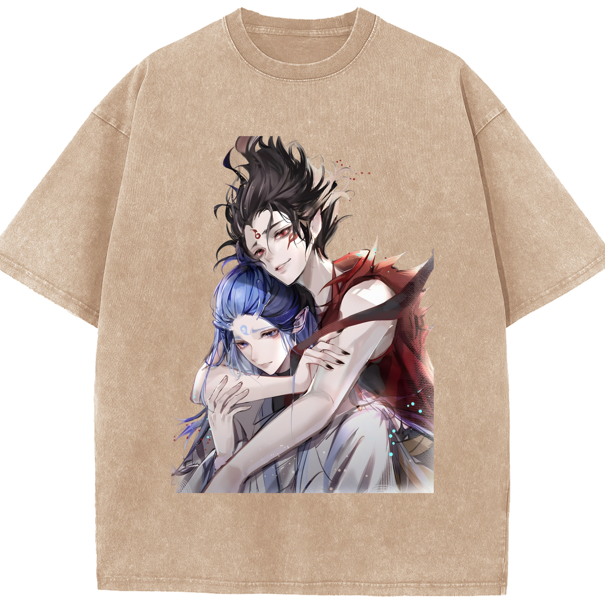 （画像用） Ne Zha 2 ナタ 魔童の大暴れ 綿100% ヴィンテージ風 半袖Tシャツ（フロントプリント）