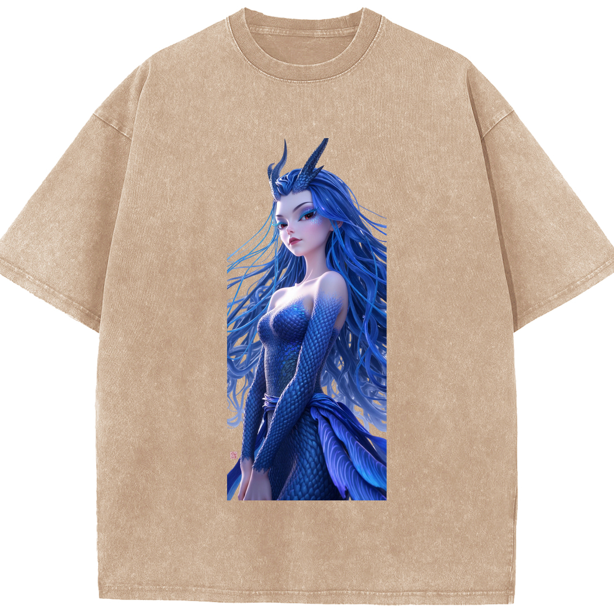 （画像用） Ne Zha 2 ナタ 魔童の大暴れ 綿100% ヴィンテージ風 半袖Tシャツ（フロントプリント）