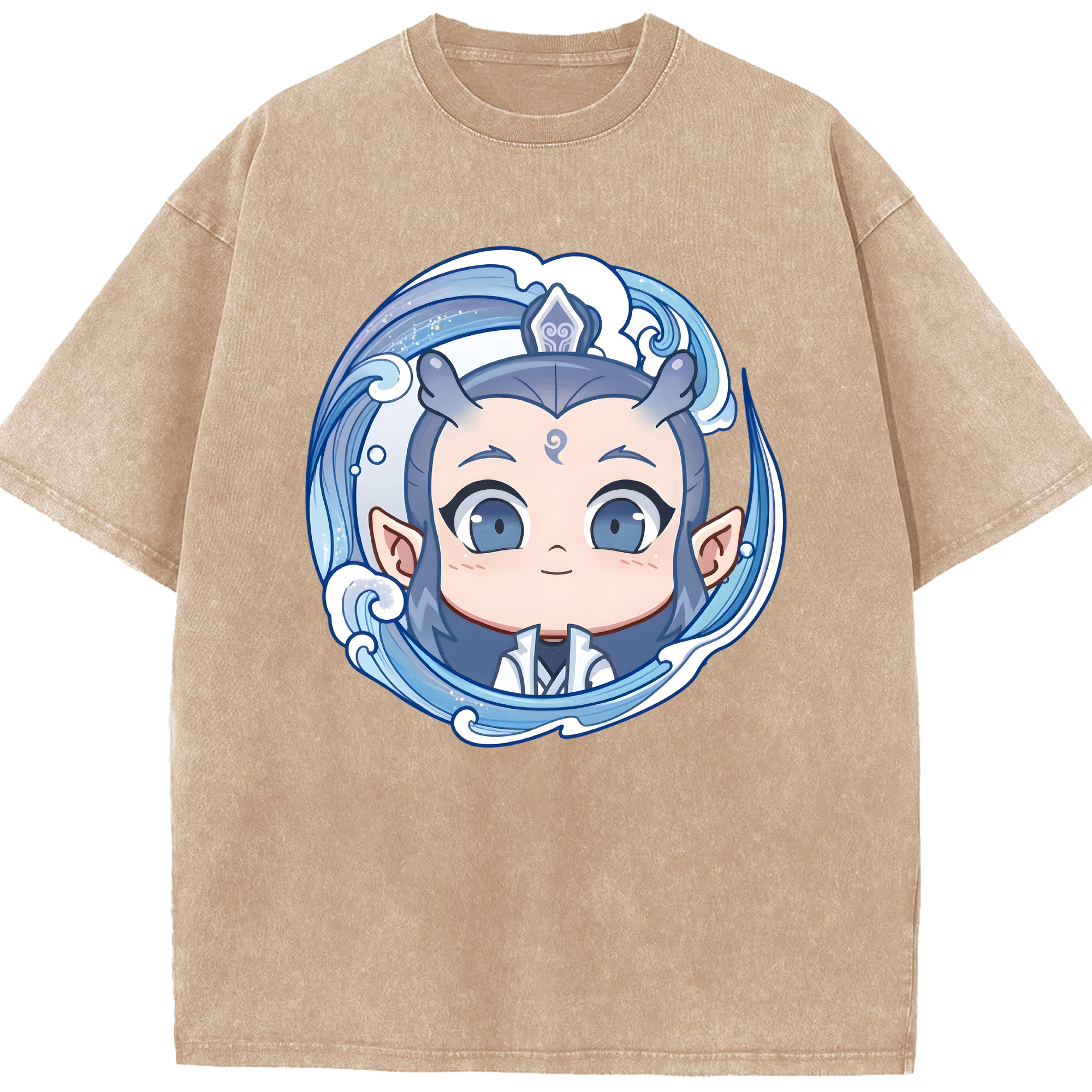 （画像用） Ne Zha 2 ナタ 魔童の大暴れ 綿100% ヴィンテージ風 半袖Tシャツ（フロントプリント）