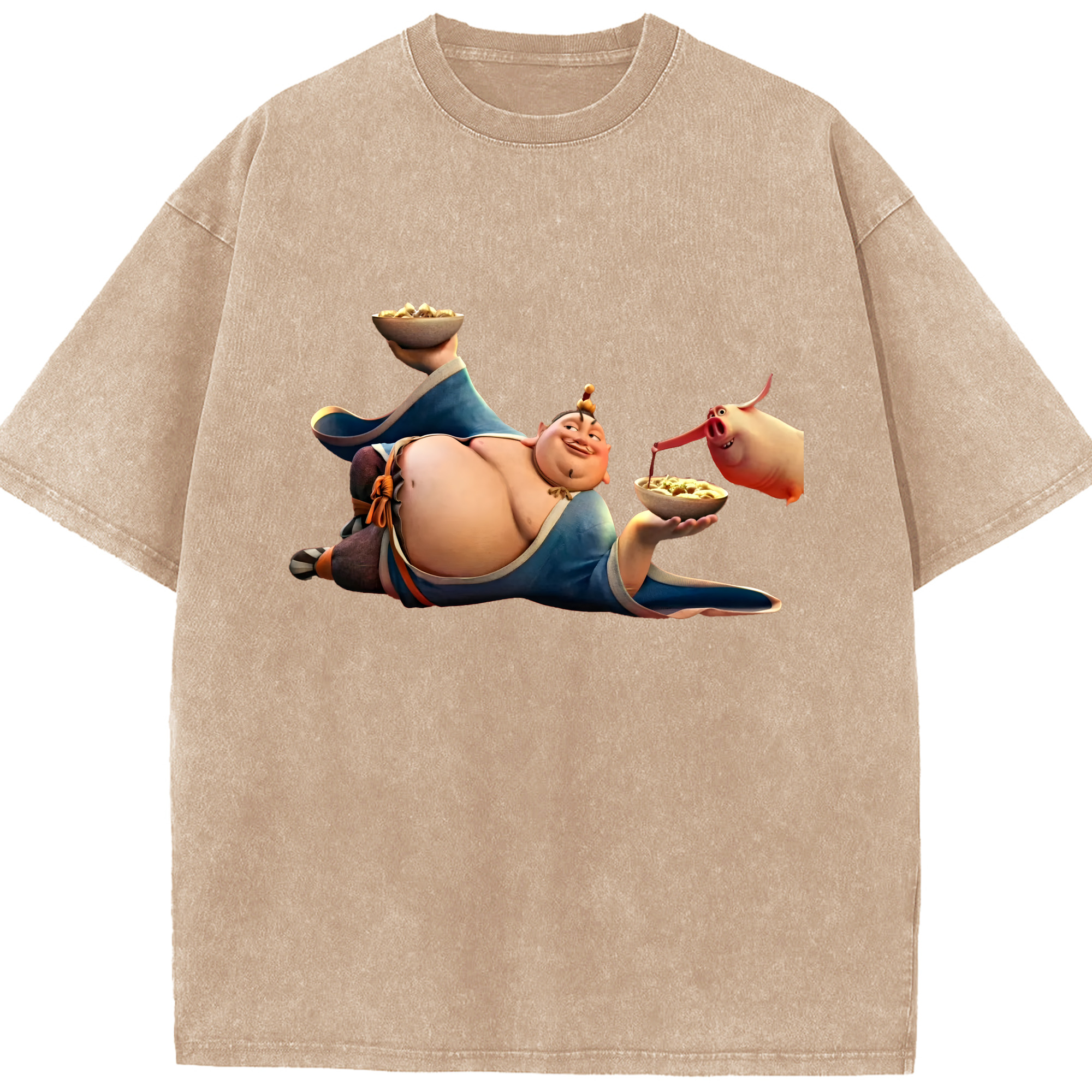 （画像用） Ne Zha 2 ナタ 魔童の大暴れ 綿100% ヴィンテージ風 半袖Tシャツ（フロントプリント）