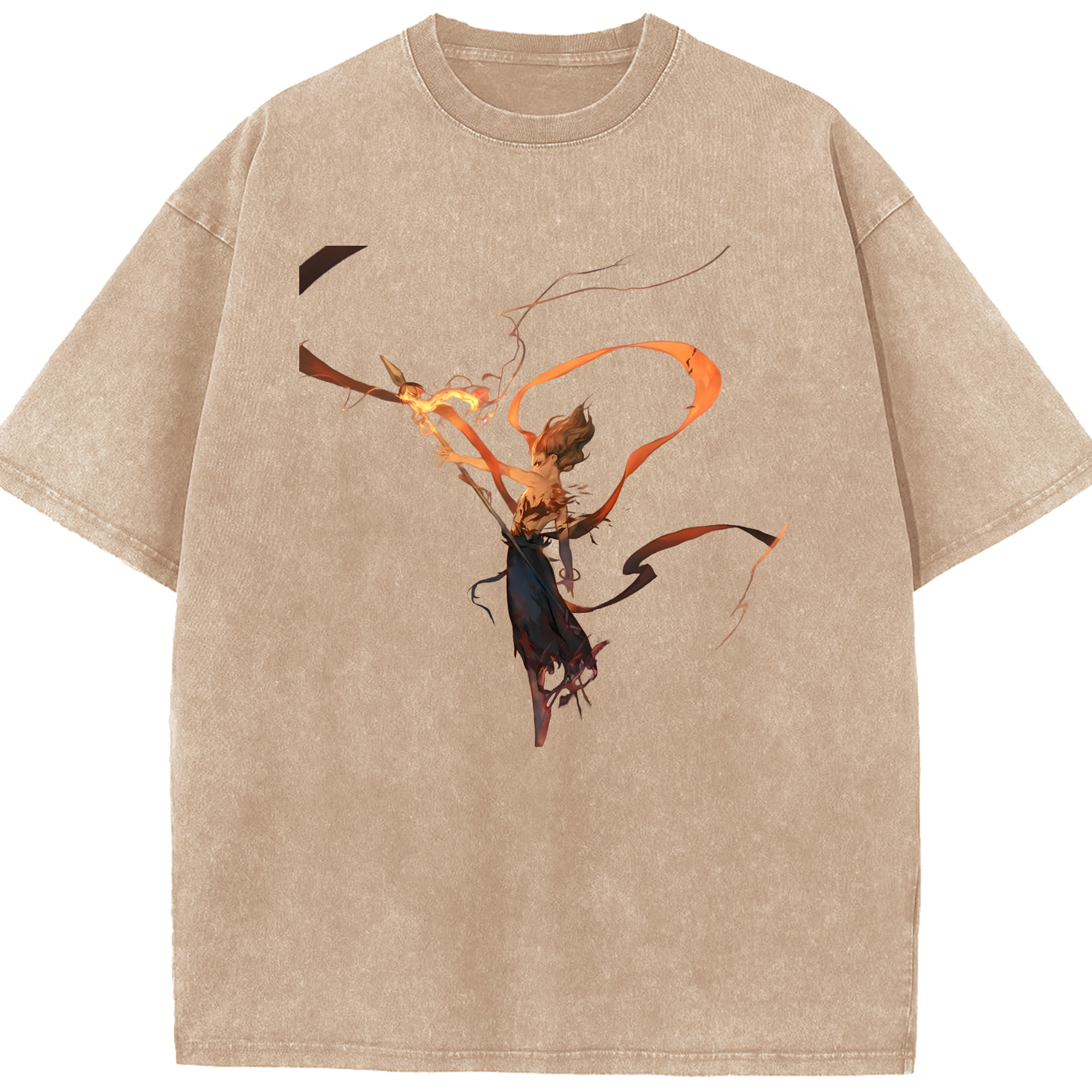 （画像用） Ne Zha 2 ナタ 魔童の大暴れ 綿100% ヴィンテージ風 半袖Tシャツ（フロントプリント）