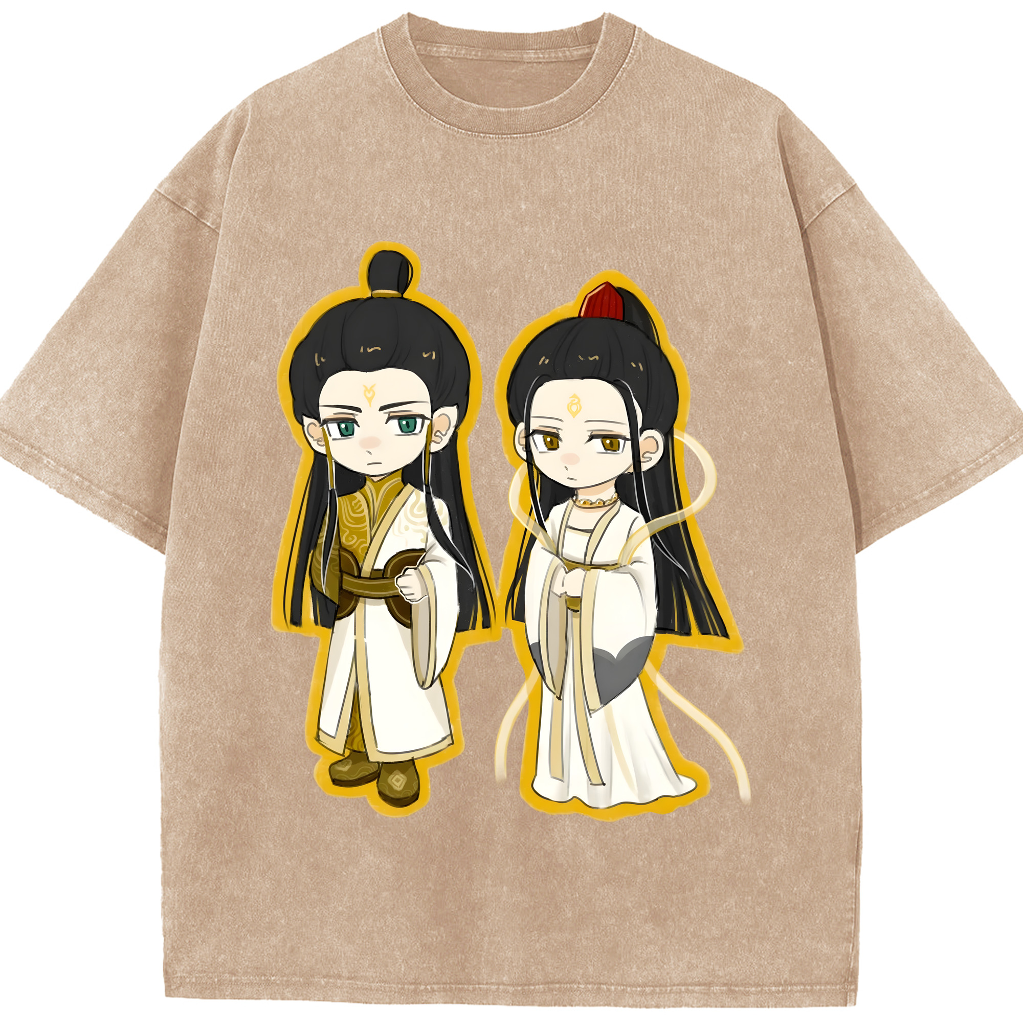 （画像用） Ne Zha 2 ナタ 魔童の大暴れ 綿100% ヴィンテージ風 半袖Tシャツ（フロントプリント）