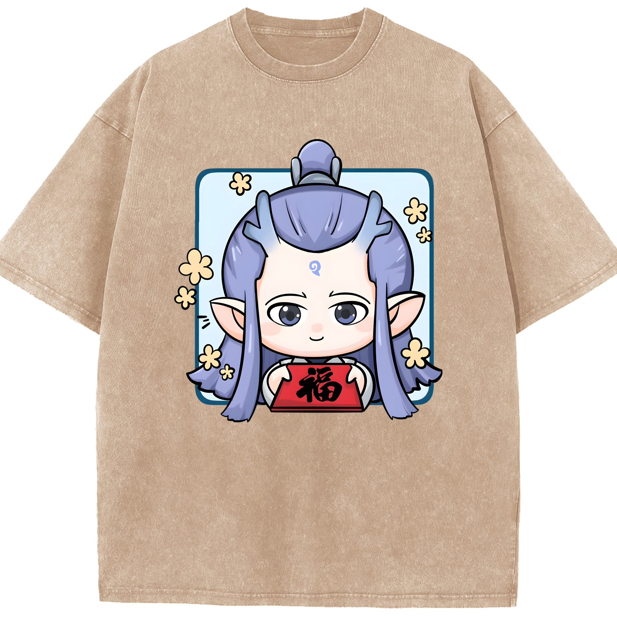 （画像用） Ne Zha 2 ナタ 魔童の大暴れ 綿100% ヴィンテージ風 半袖Tシャツ（フロントプリント）