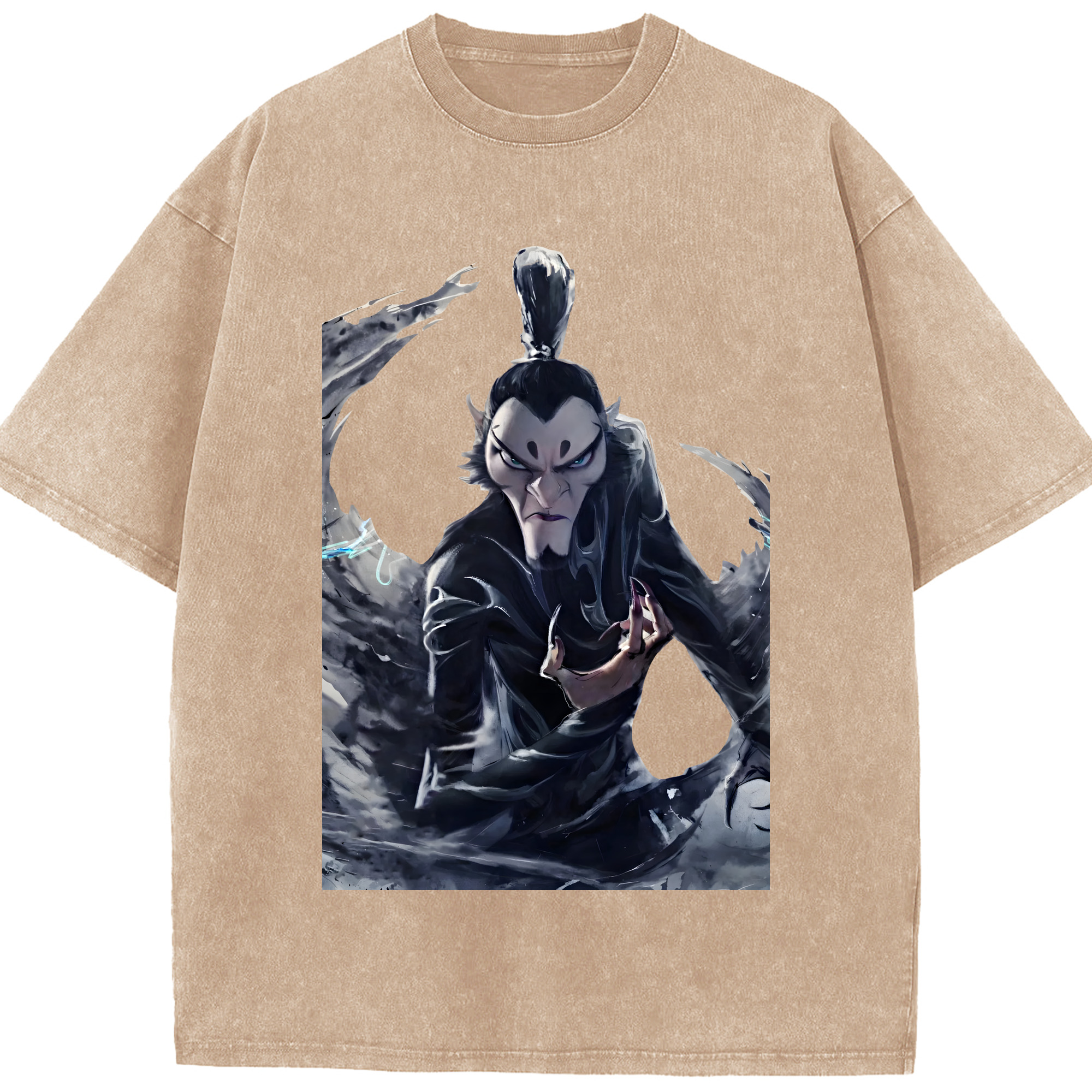 （画像用） Ne Zha 2 ナタ 魔童の大暴れ 綿100% ヴィンテージ風 半袖Tシャツ（フロントプリント）