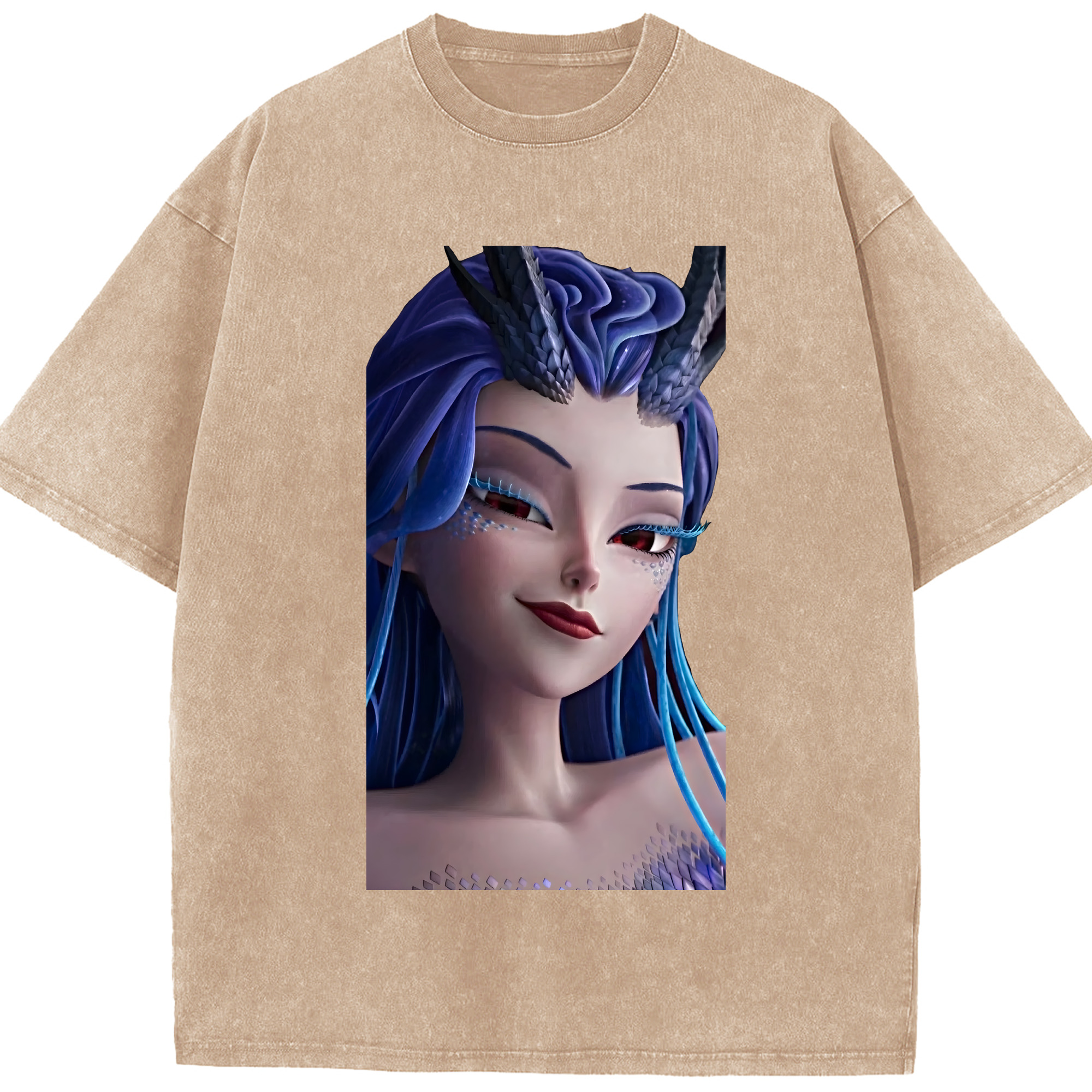 （画像用） Ne Zha 2 ナタ 魔童の大暴れ 綿100% ヴィンテージ風 半袖Tシャツ（フロントプリント）