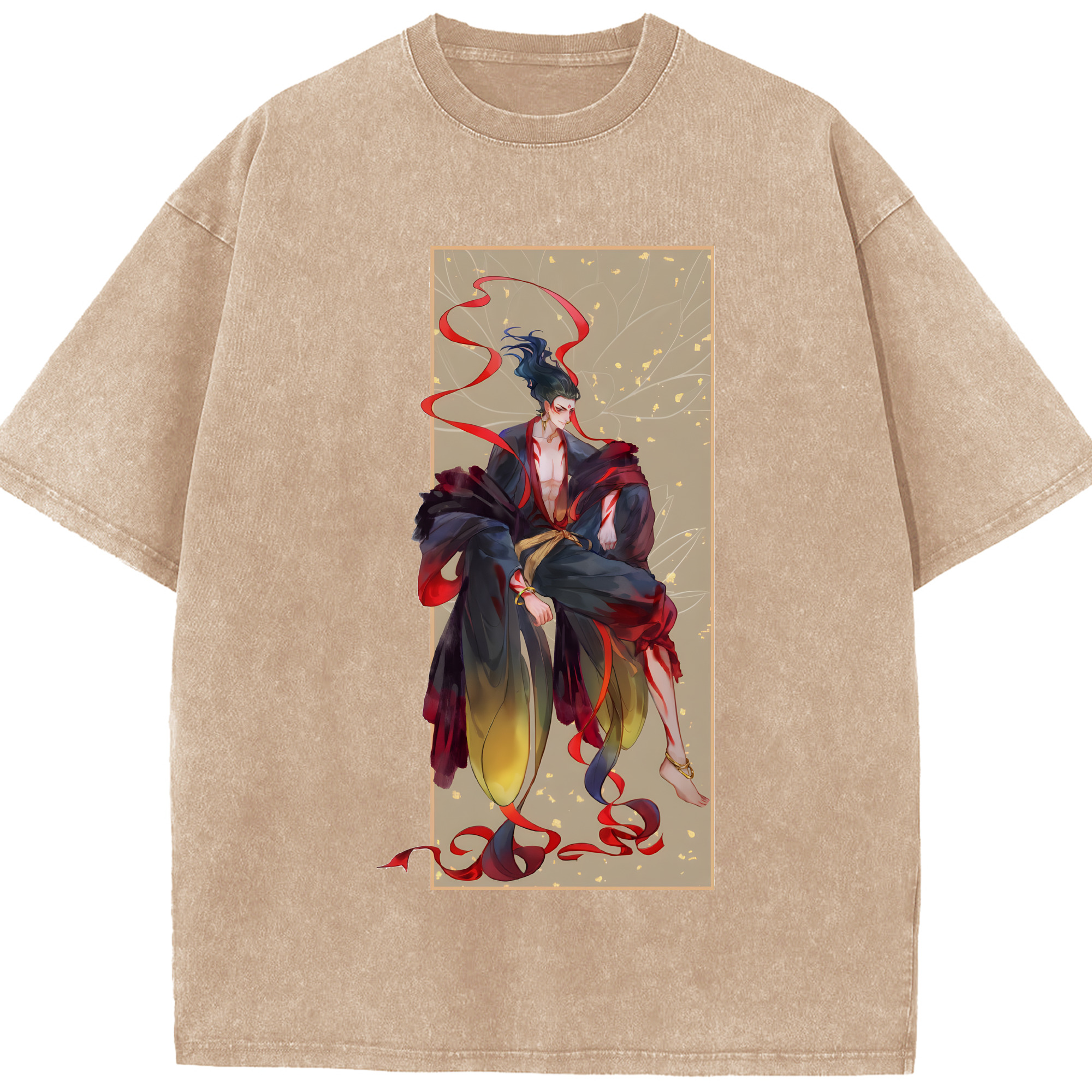 （画像用） Ne Zha 2 ナタ 魔童の大暴れ 綿100% ヴィンテージ風 半袖Tシャツ（フロントプリント）