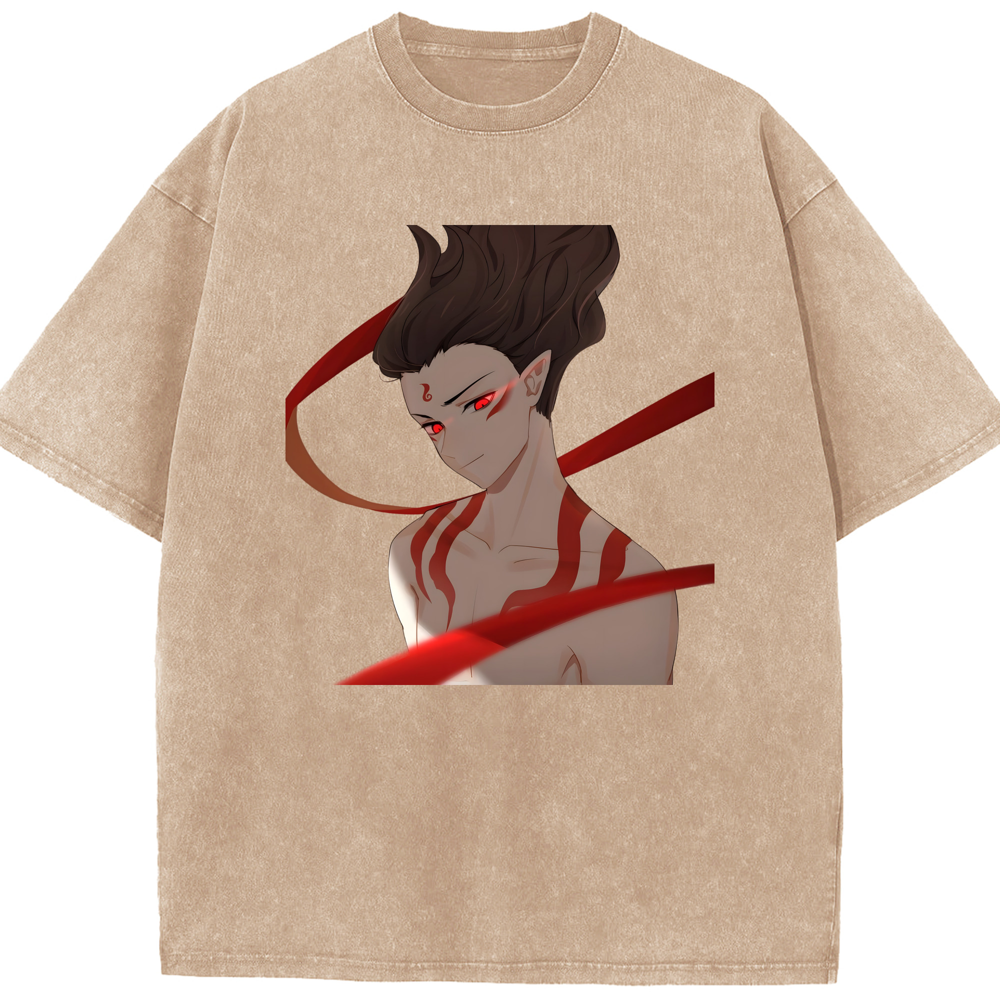 （画像用） Ne Zha 2 ナタ 魔童の大暴れ 綿100% ヴィンテージ風 半袖Tシャツ（フロントプリント）