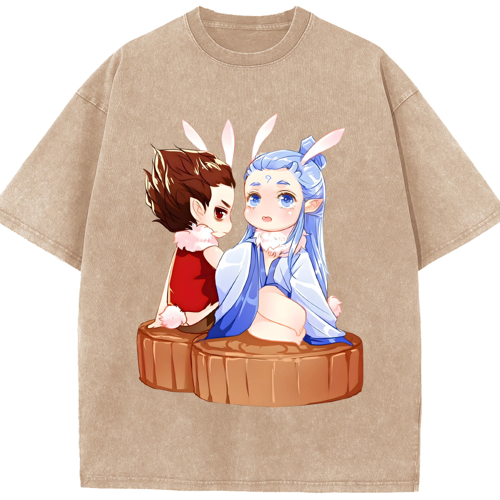（画像用） Ne Zha 2 ナタ 魔童の大暴れ 綿100% ヴィンテージ風 半袖Tシャツ（フロントプリント）