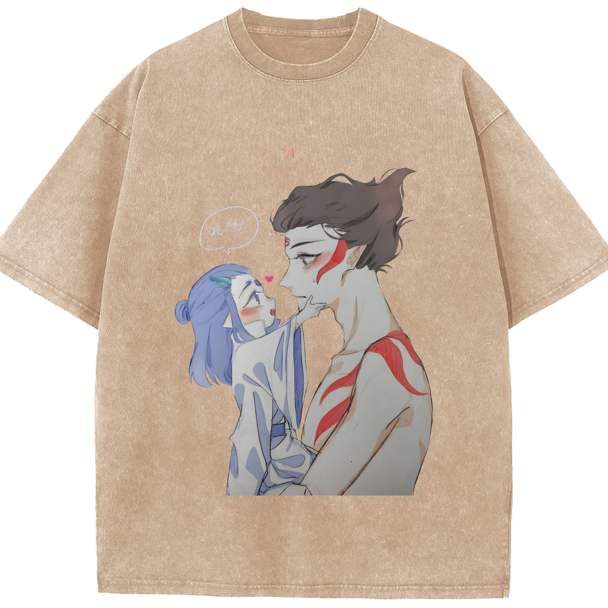 （画像用） Ne Zha 2 ナタ 魔童の大暴れ 綿100% ヴィンテージ風 半袖Tシャツ（フロントプリント）