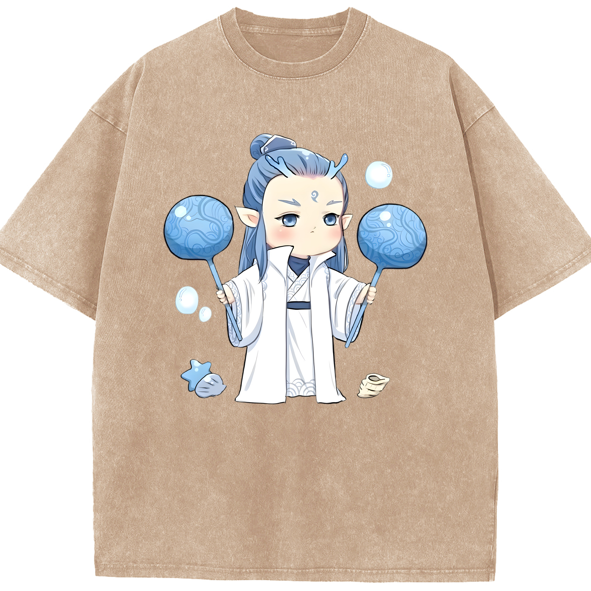 （画像用） Ne Zha 2 ナタ 魔童の大暴れ 綿100% ヴィンテージ風 半袖Tシャツ（フロントプリント）