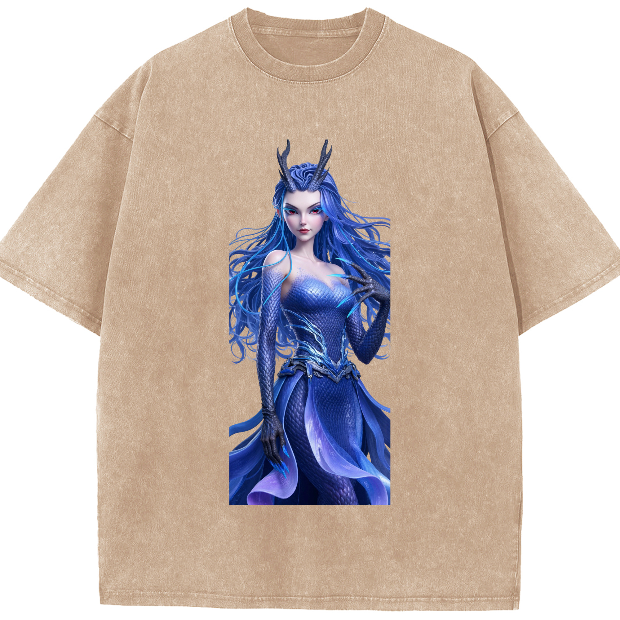 （画像用） Ne Zha 2 ナタ 魔童の大暴れ 綿100% ヴィンテージ風 半袖Tシャツ（フロントプリント）