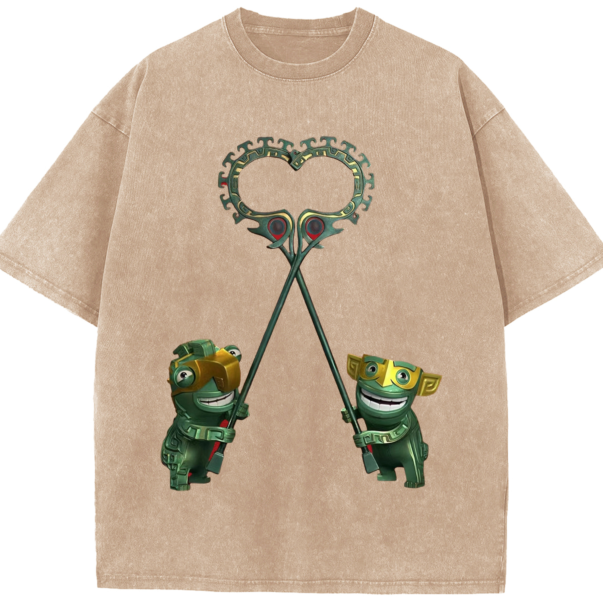 （画像用） Ne Zha 2 ナタ 魔童の大暴れ 綿100% ヴィンテージ風 半袖Tシャツ（フロントプリント）