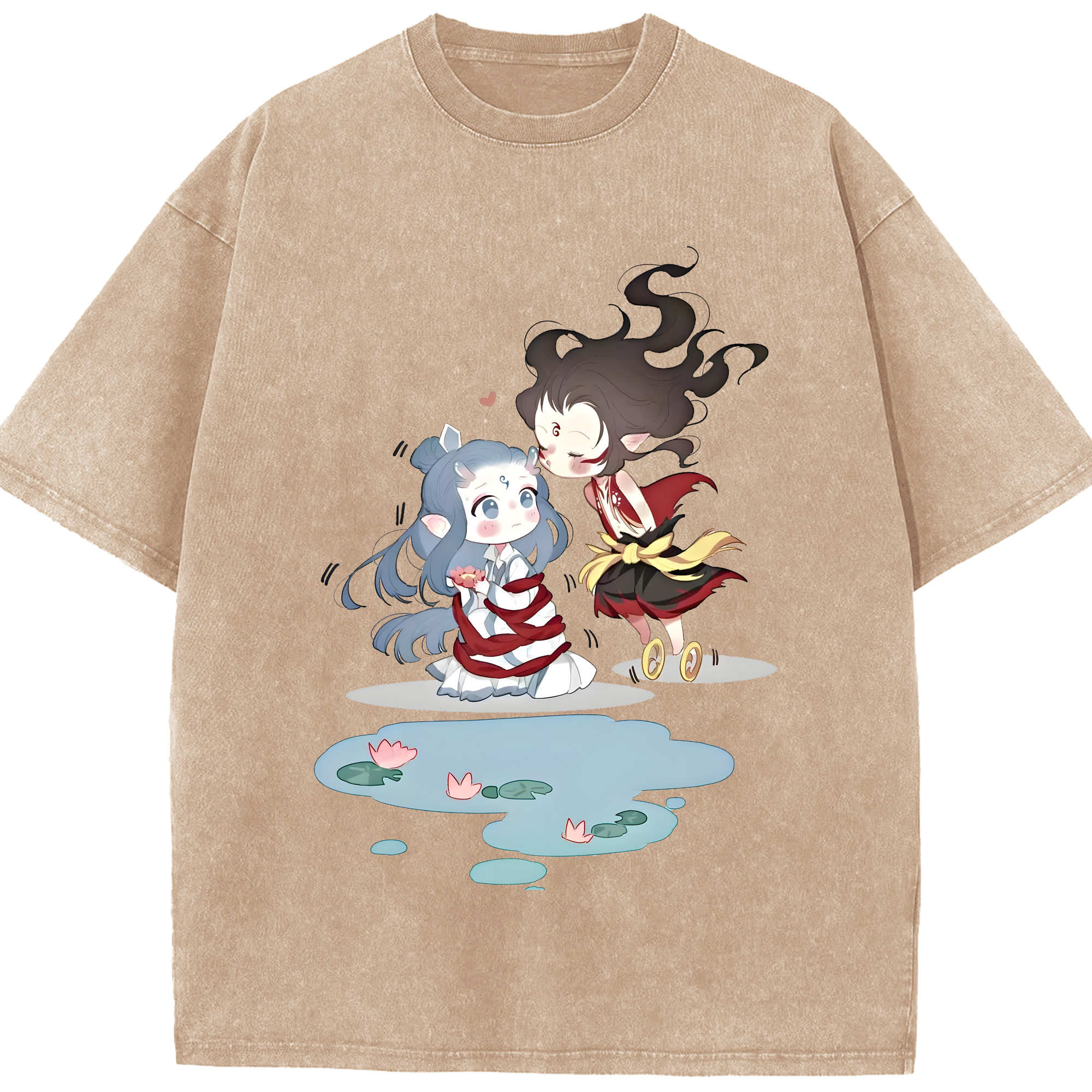 （画像用） Ne Zha 2 ナタ 魔童の大暴れ 綿100% ヴィンテージ風 半袖Tシャツ（フロントプリント）