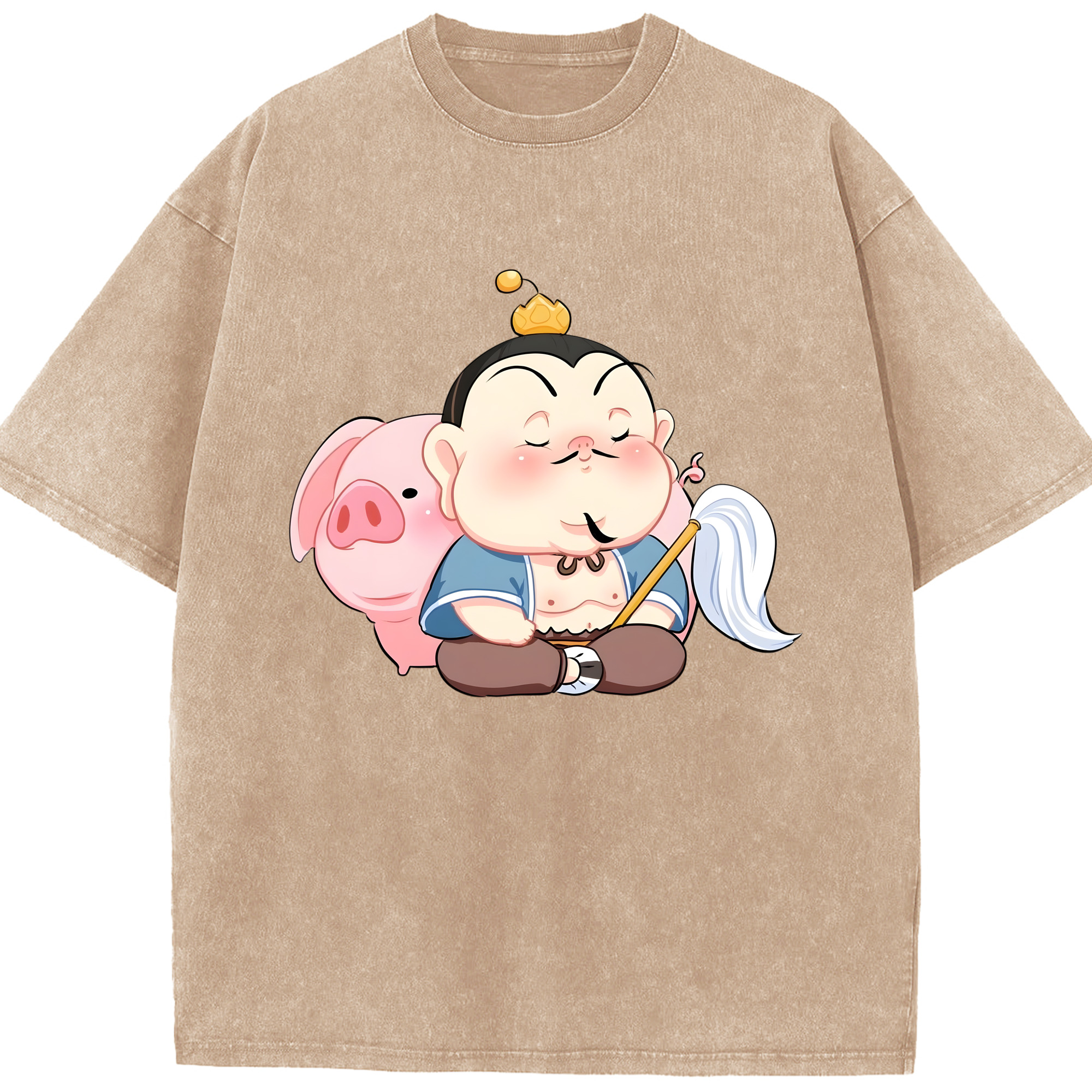 （画像用） Ne Zha 2 ナタ 魔童の大暴れ 綿100% ヴィンテージ風 半袖Tシャツ（フロントプリント）