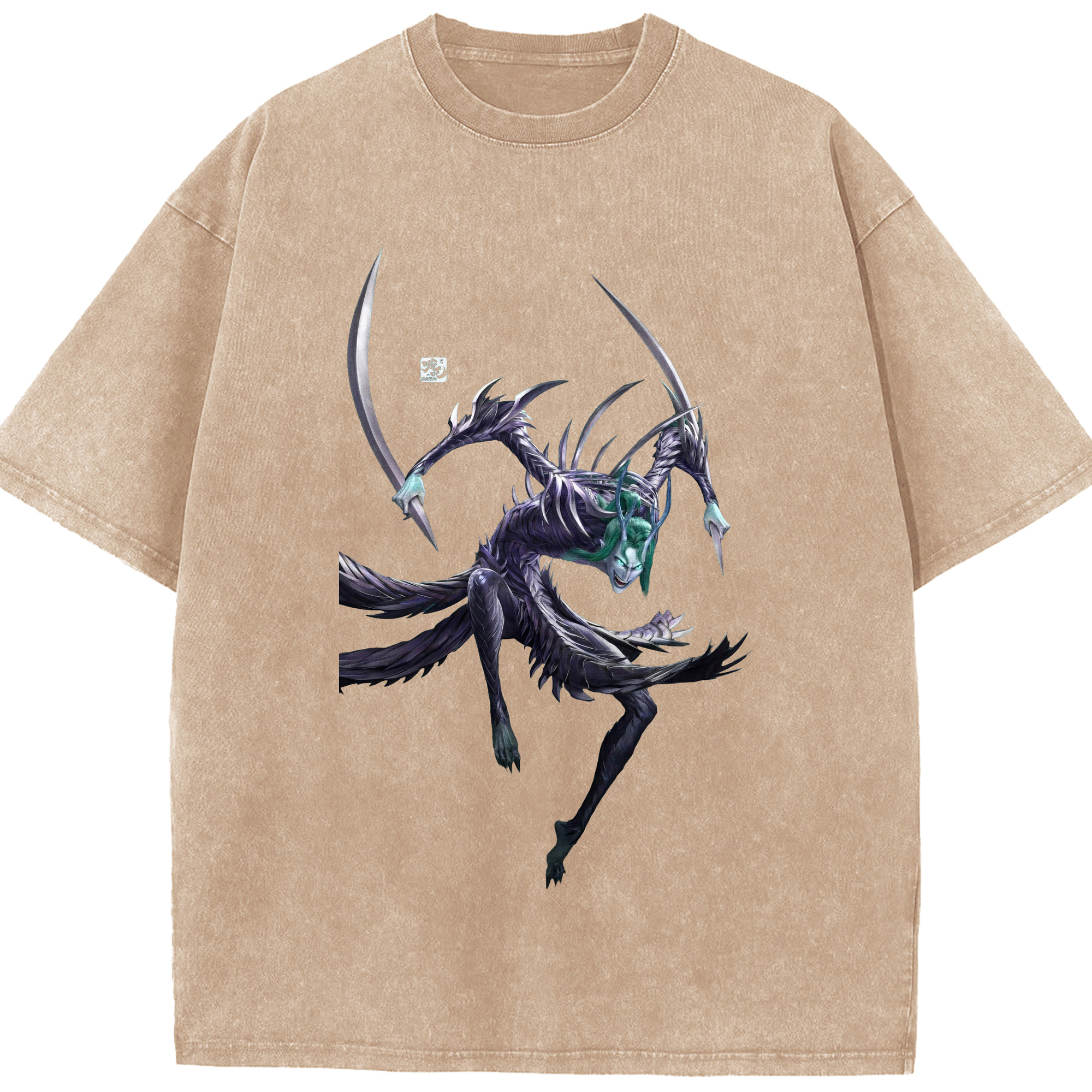 （画像用） Ne Zha 2 ナタ 魔童の大暴れ 綿100% ヴィンテージ風 半袖Tシャツ（フロントプリント）