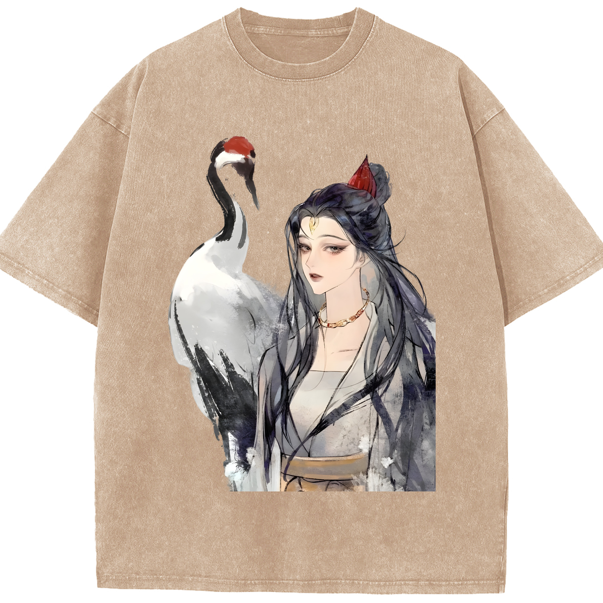 （画像用） Ne Zha 2 ナタ 魔童の大暴れ 綿100% ヴィンテージ風 半袖Tシャツ（フロントプリント）