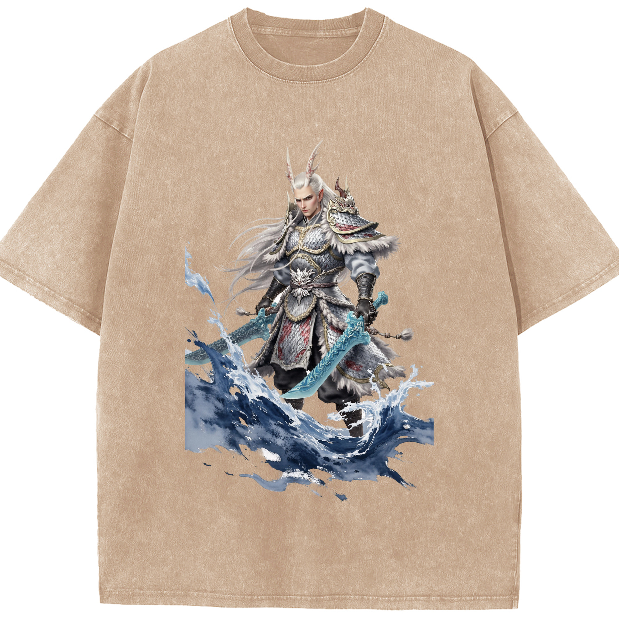 （画像用） Ne Zha 2 ナタ 魔童の大暴れ 綿100% ヴィンテージ風 半袖Tシャツ（フロントプリント）