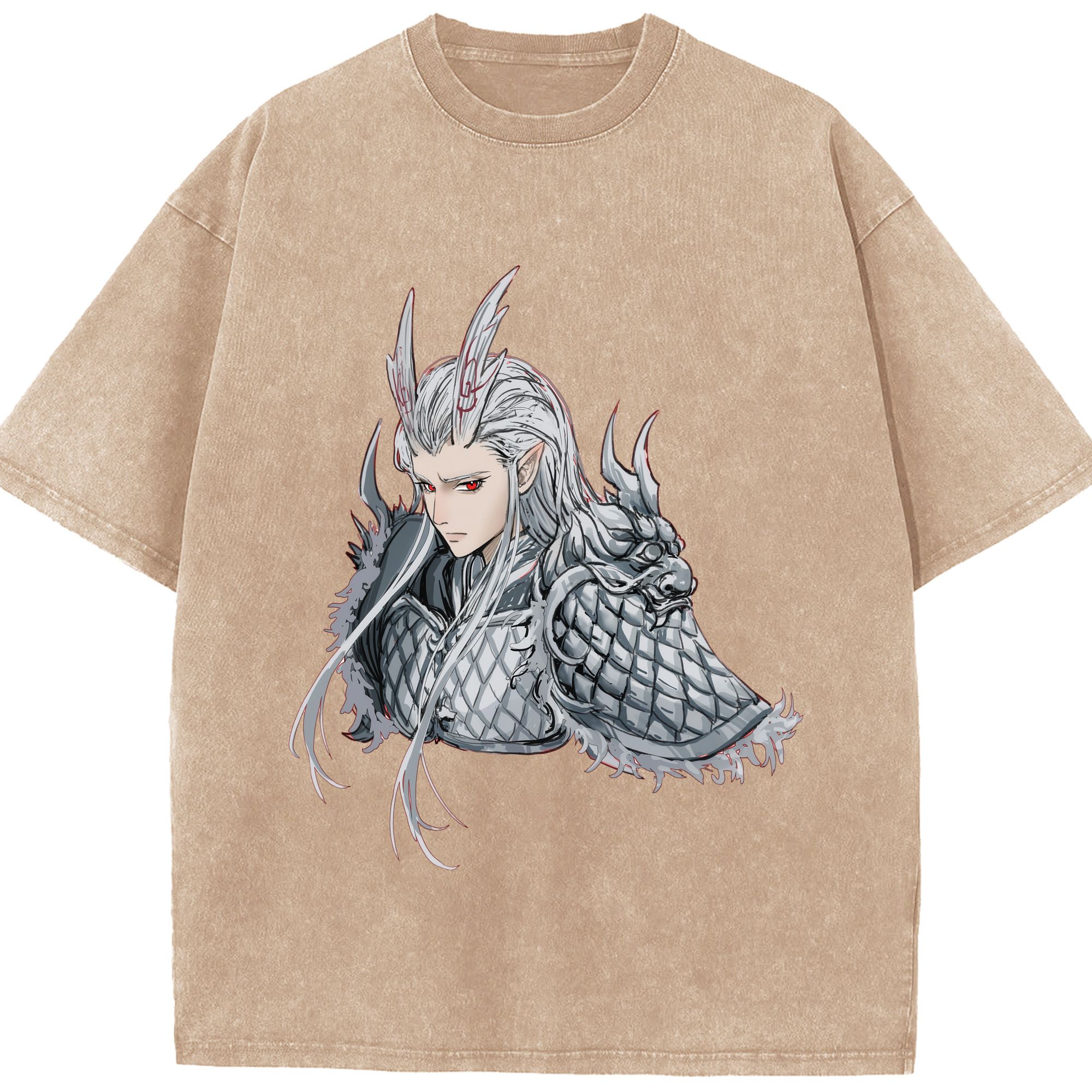 （画像用） Ne Zha 2 ナタ 魔童の大暴れ 綿100% ヴィンテージ風 半袖Tシャツ（フロントプリント）