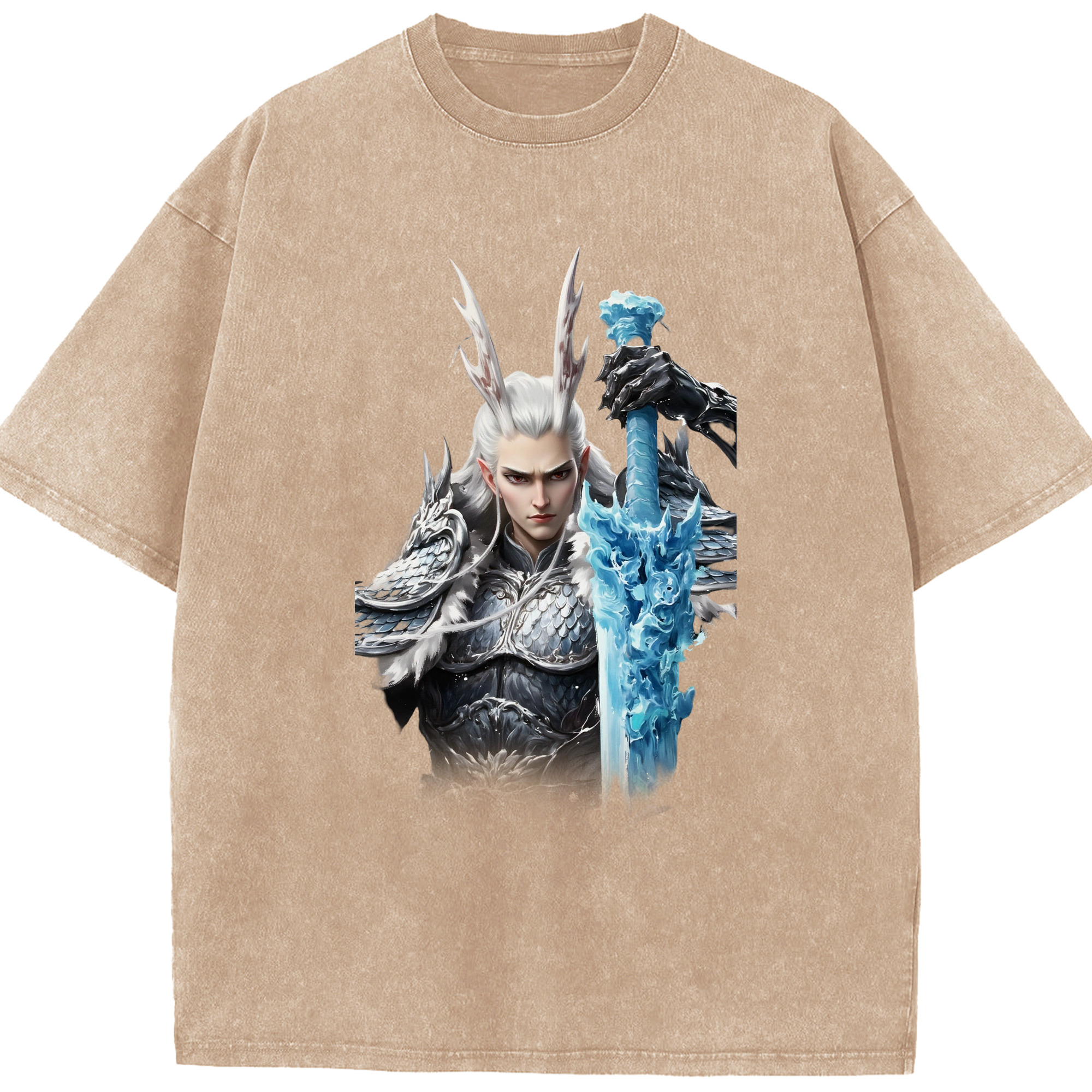 （画像用） Ne Zha 2 ナタ 魔童の大暴れ 綿100% ヴィンテージ風 半袖Tシャツ（フロントプリント）