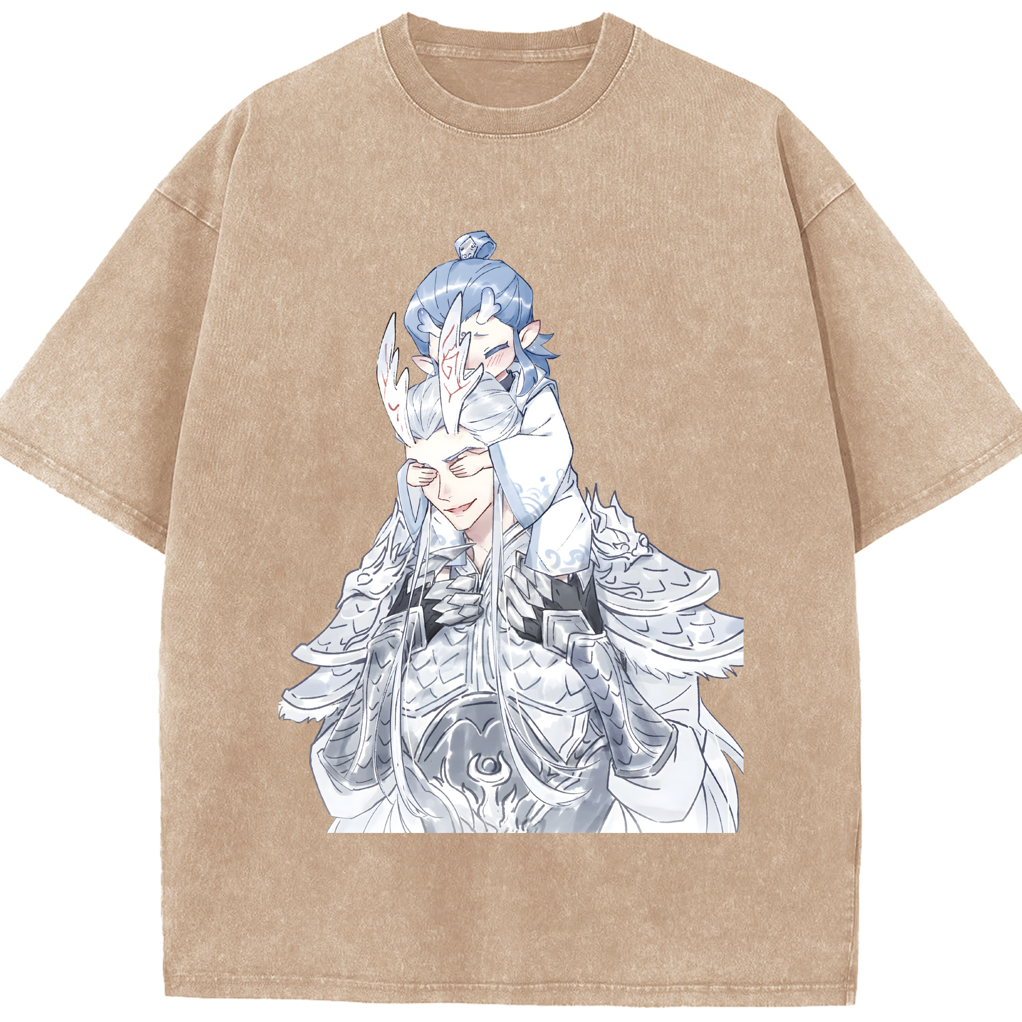 （画像用） Ne Zha 2 ナタ 魔童の大暴れ 綿100% ヴィンテージ風 半袖Tシャツ（フロントプリント）