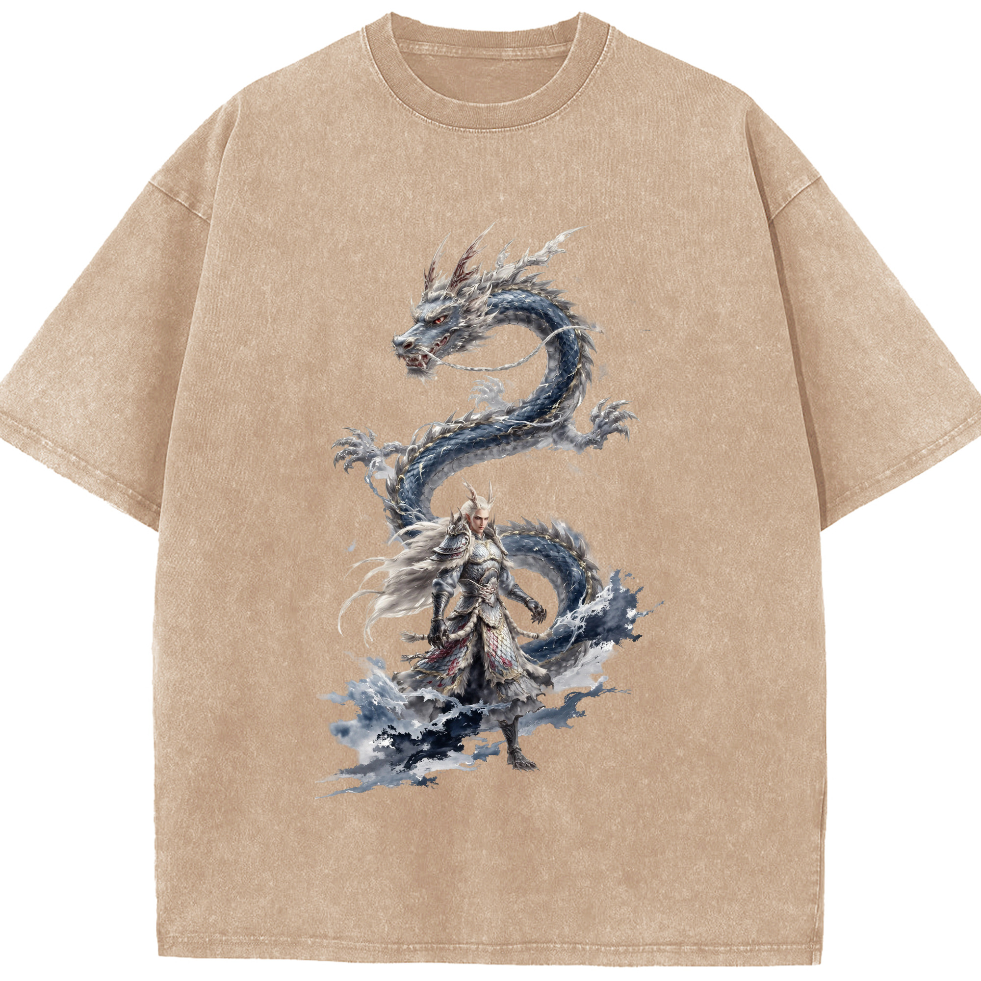 （画像用） Ne Zha 2 ナタ 魔童の大暴れ 綿100% ヴィンテージ風 半袖Tシャツ（フロントプリント）