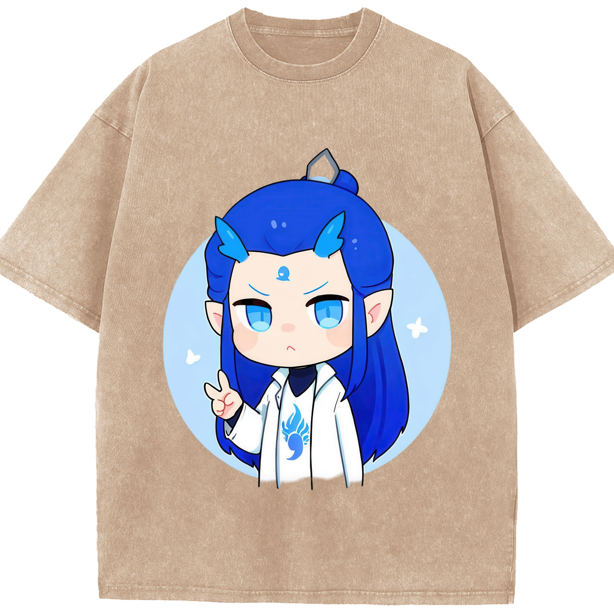 （画像用） Ne Zha 2 ナタ 魔童の大暴れ 綿100% ヴィンテージ風 半袖Tシャツ（フロントプリント）