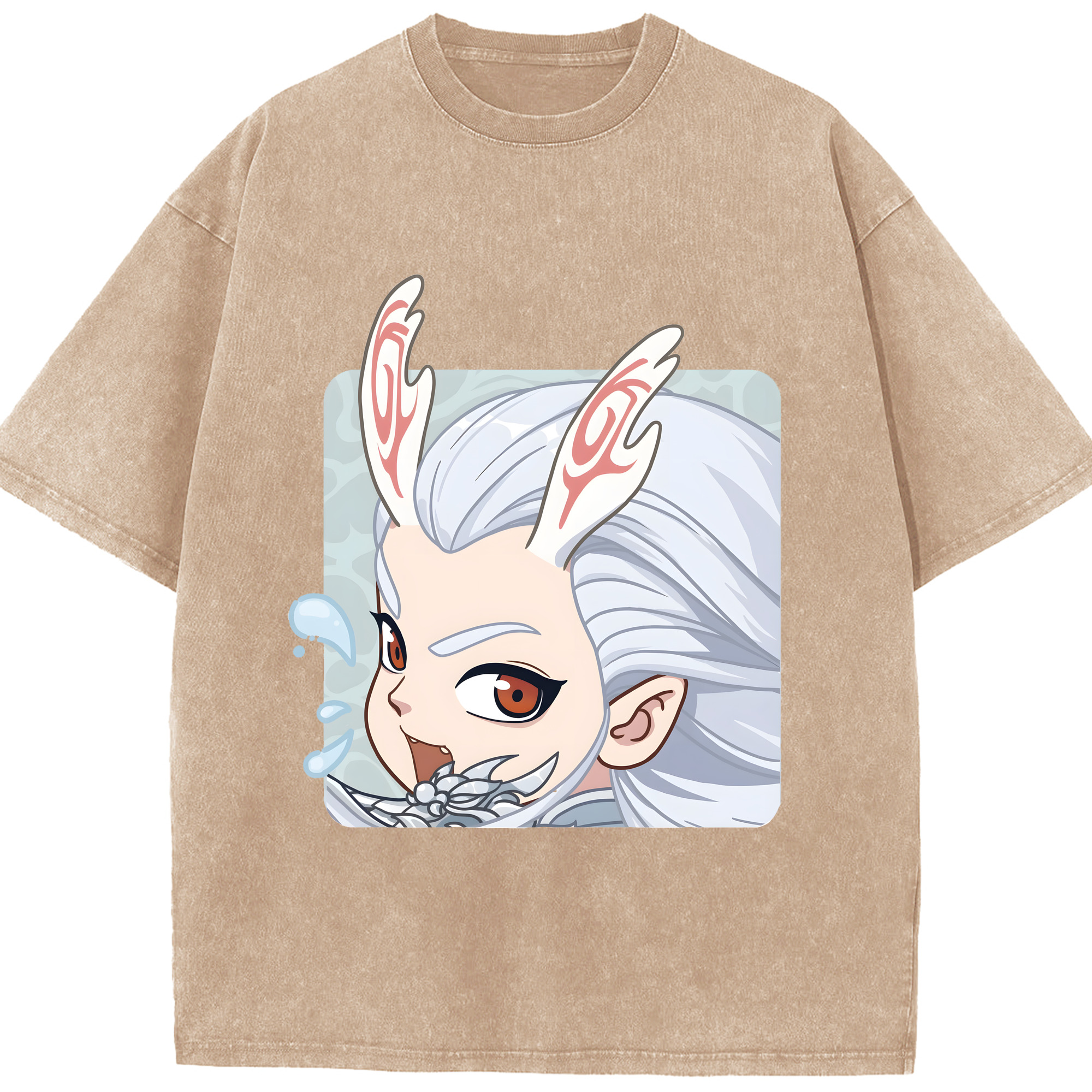 （画像用） Ne Zha 2 ナタ 魔童の大暴れ 綿100% ヴィンテージ風 半袖Tシャツ（フロントプリント）