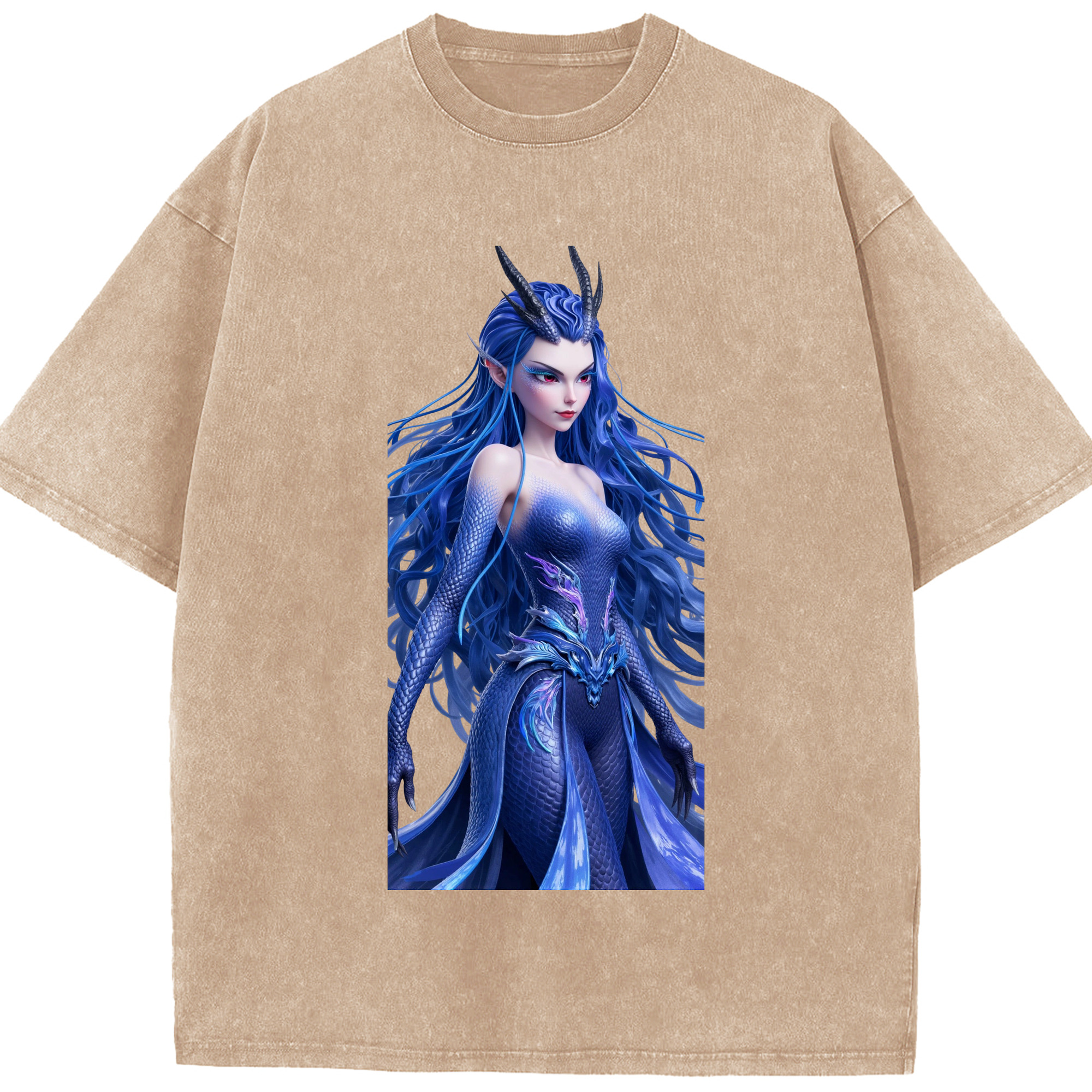 （画像用） Ne Zha 2 ナタ 魔童の大暴れ 綿100% ヴィンテージ風 半袖Tシャツ（フロントプリント）