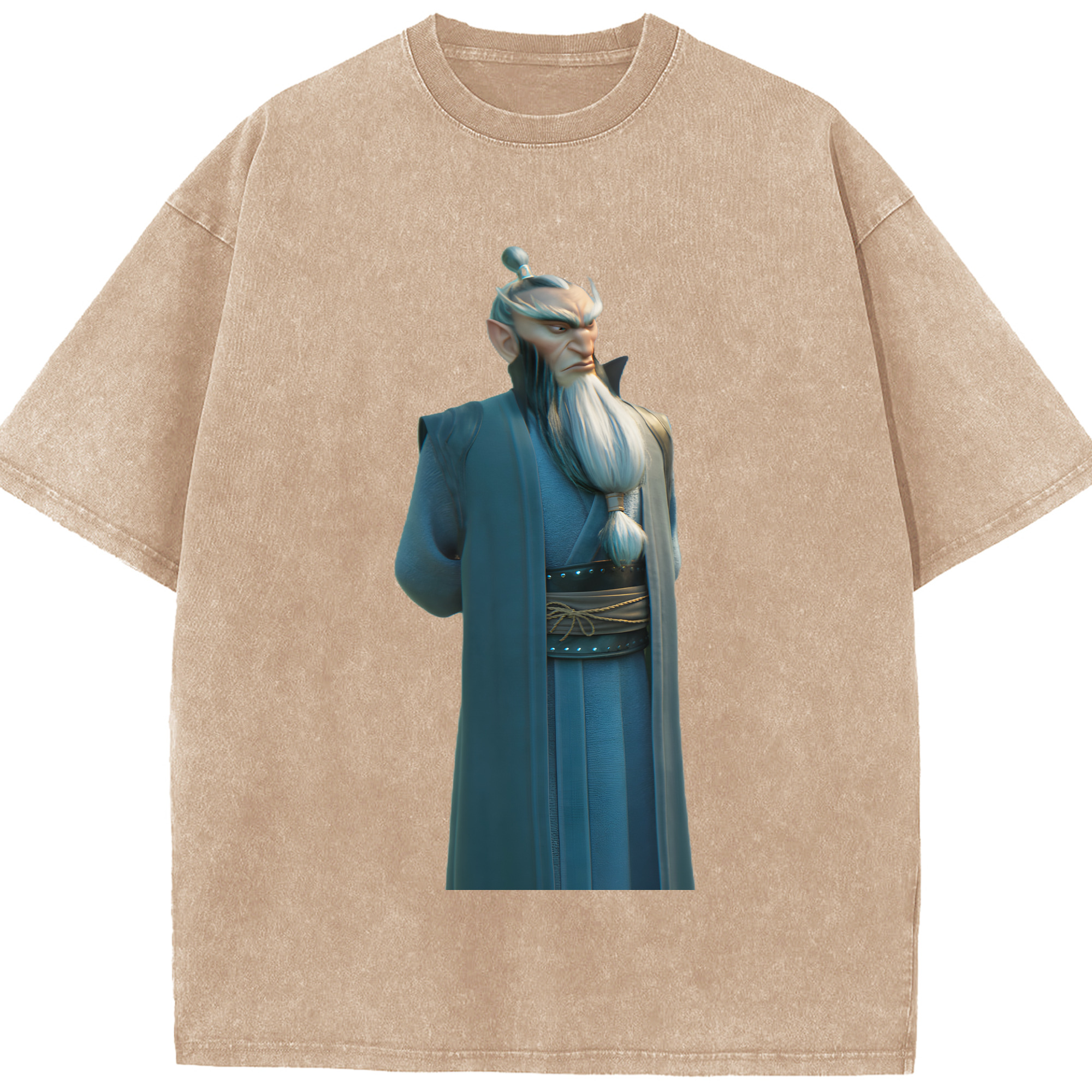 （画像用） Ne Zha 2 ナタ 魔童の大暴れ 綿100% ヴィンテージ風 半袖Tシャツ（フロントプリント）