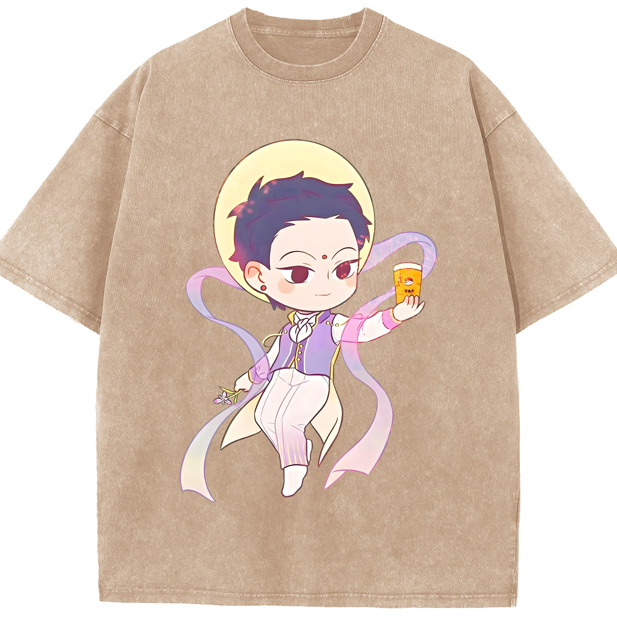 （画像用） Ne Zha 2 ナタ 魔童の大暴れ 綿100% ヴィンテージ風 半袖Tシャツ（フロントプリント）