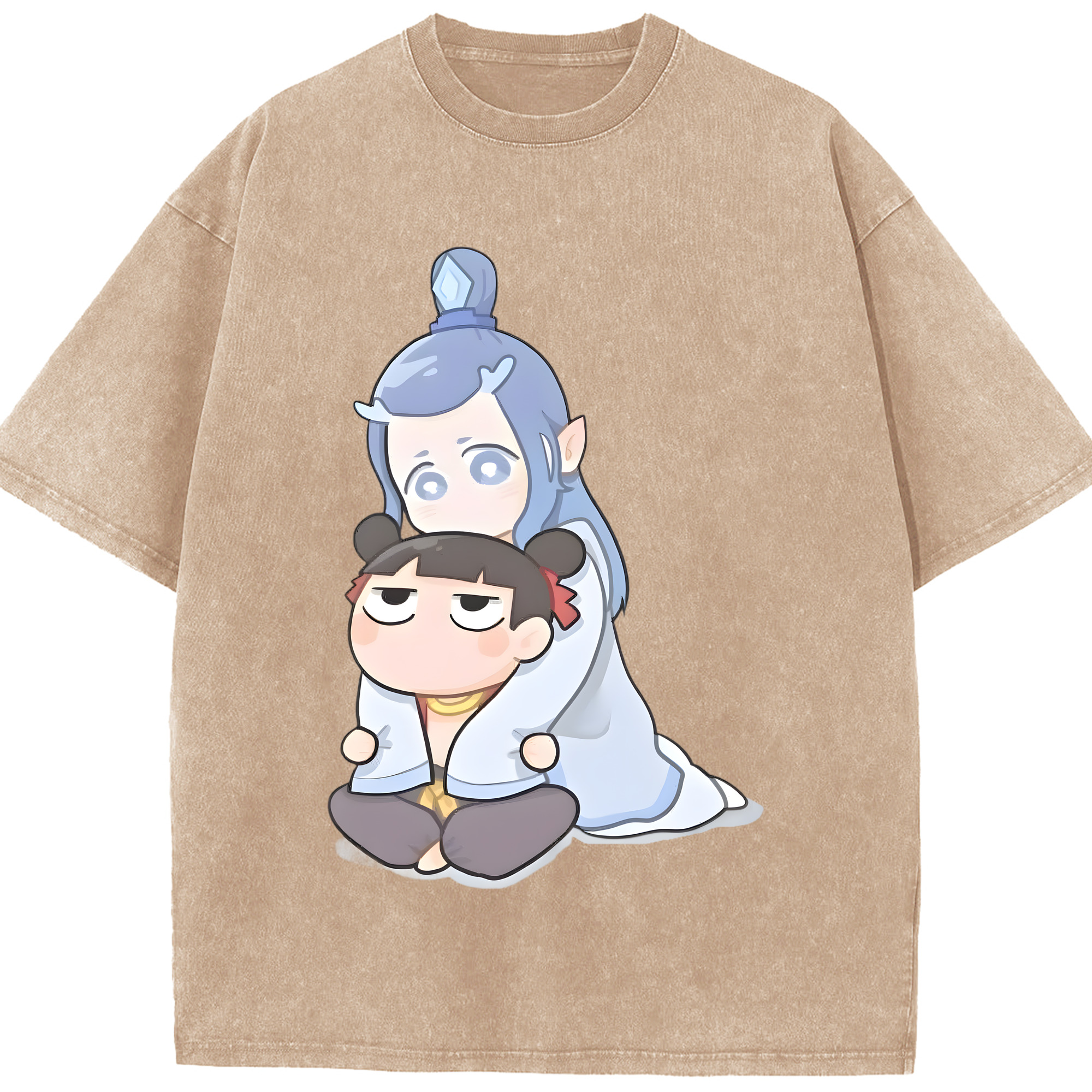 （画像用） Ne Zha 2 ナタ 魔童の大暴れ 綿100% ヴィンテージ風 半袖Tシャツ（フロントプリント）