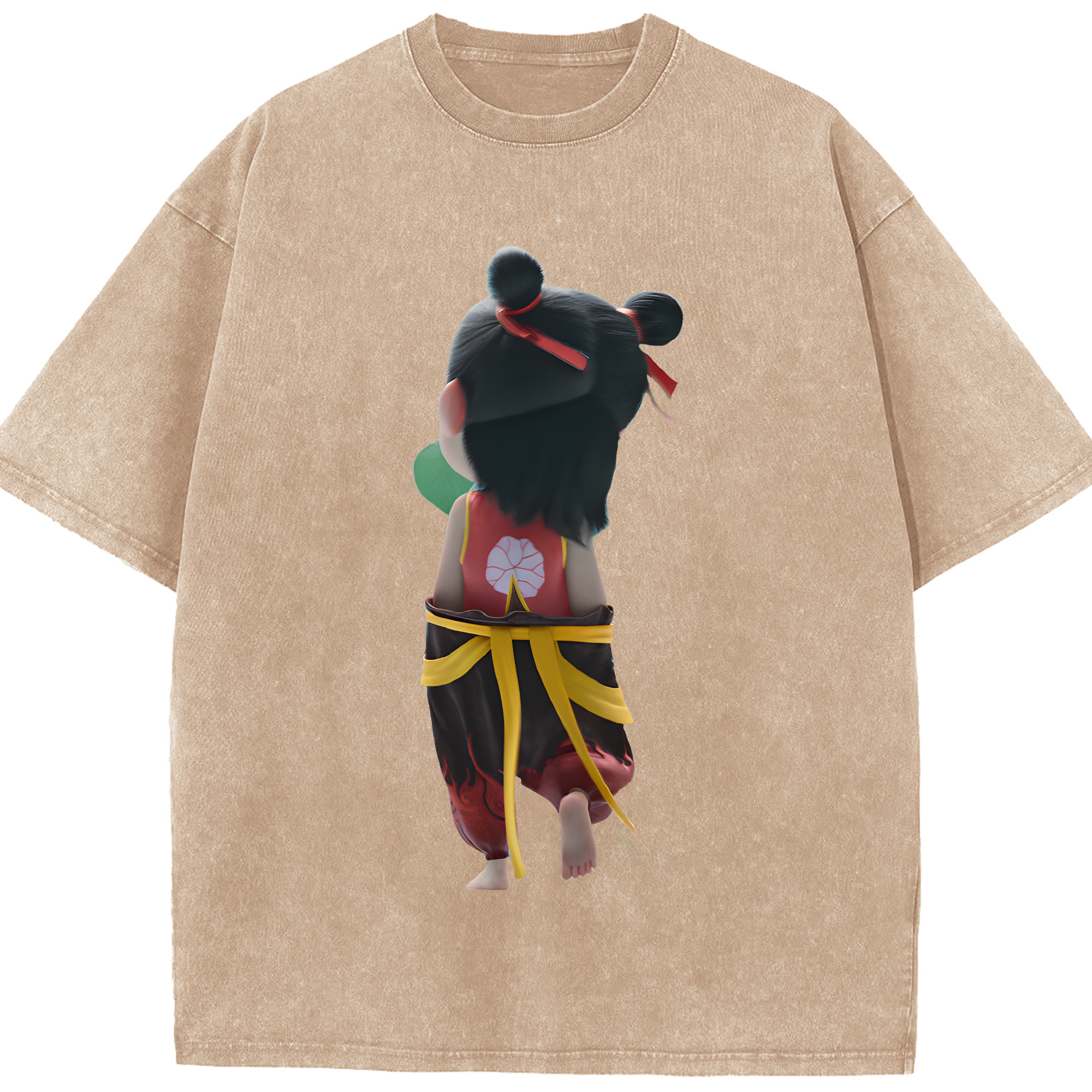 （画像用） Ne Zha 2 ナタ 魔童の大暴れ 綿100% ヴィンテージ風 半袖Tシャツ（フロントプリント）