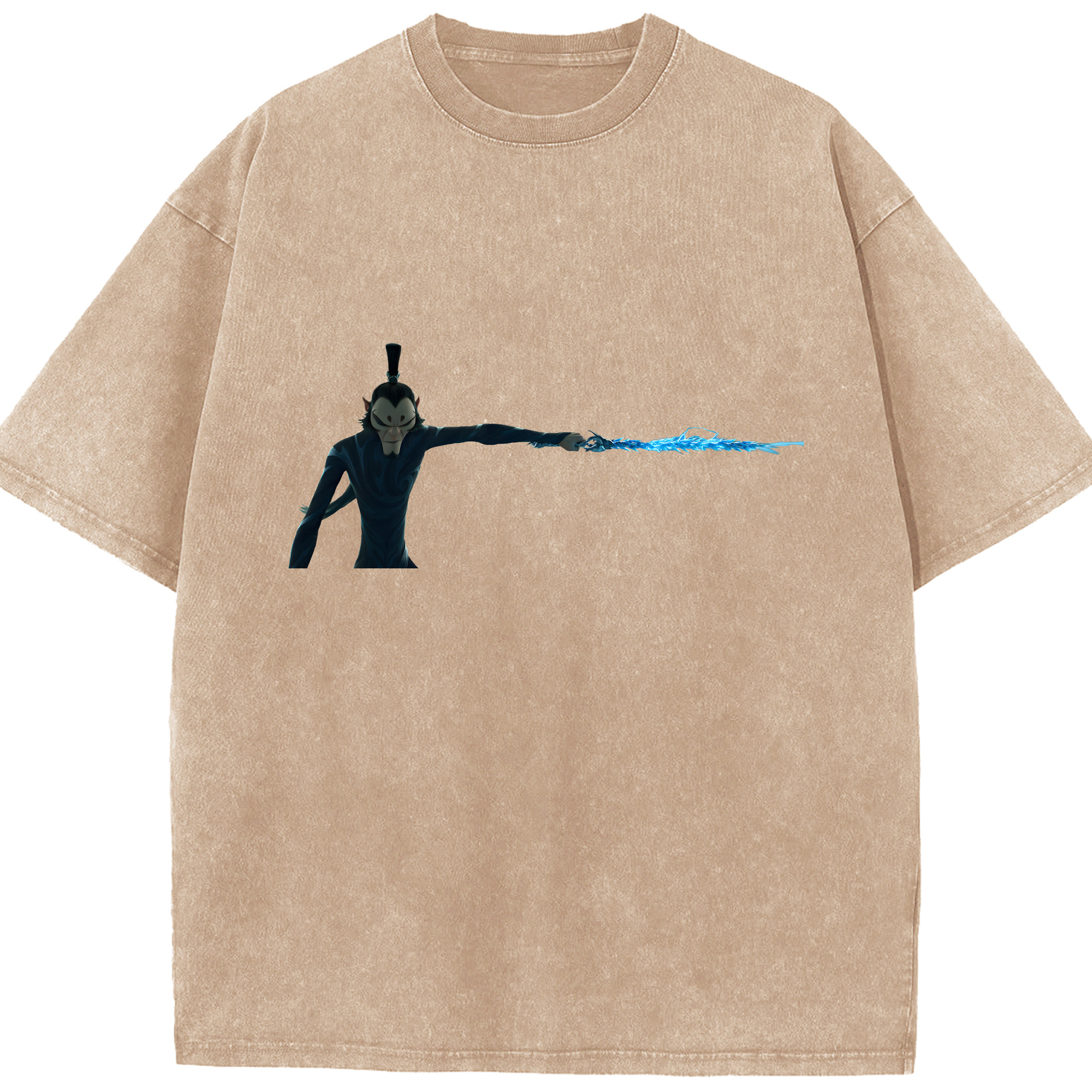 （画像用） Ne Zha 2 ナタ 魔童の大暴れ 綿100% ヴィンテージ風 半袖Tシャツ（フロントプリント）