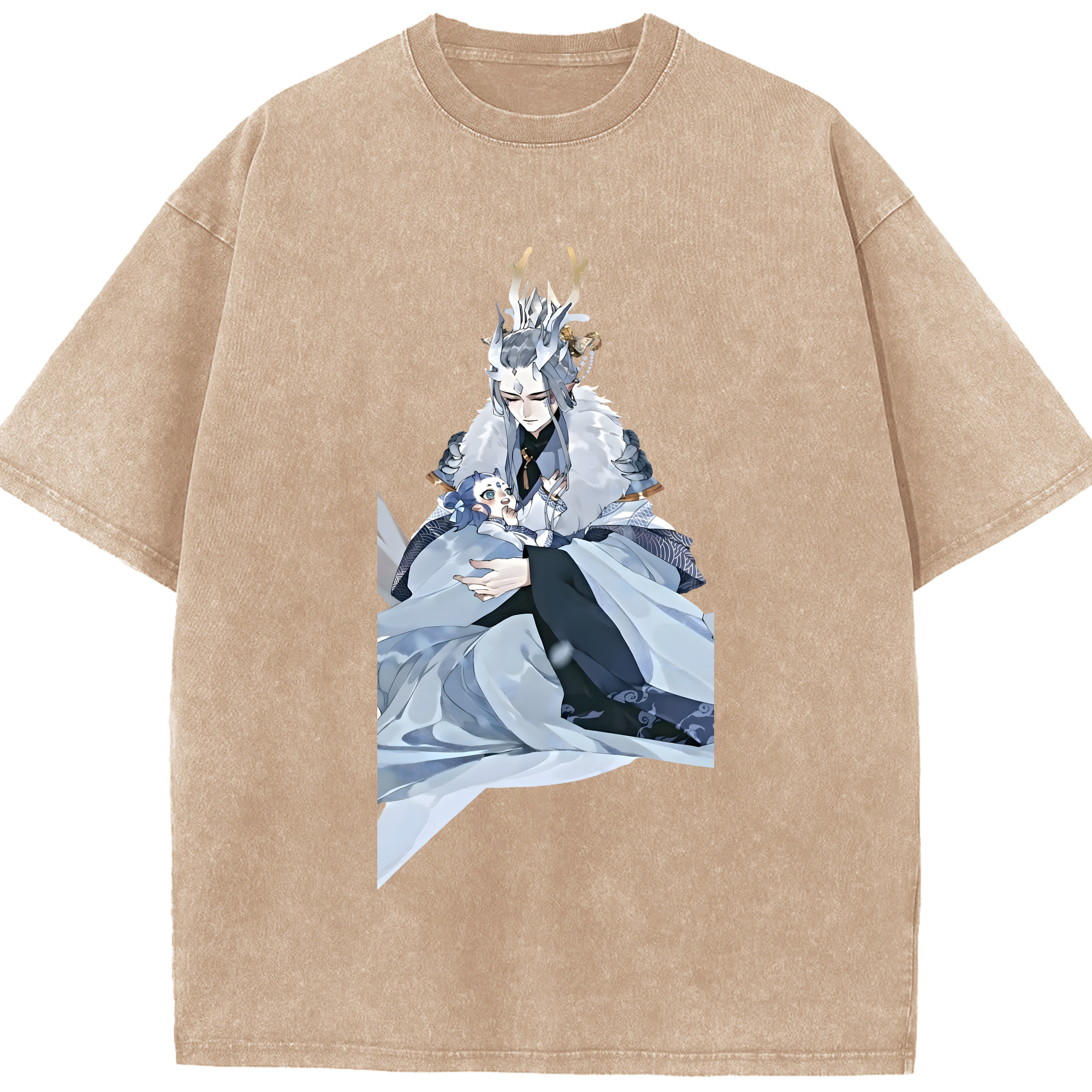 （画像用） Ne Zha 2 ナタ 魔童の大暴れ 綿100% ヴィンテージ風 半袖Tシャツ（フロントプリント）