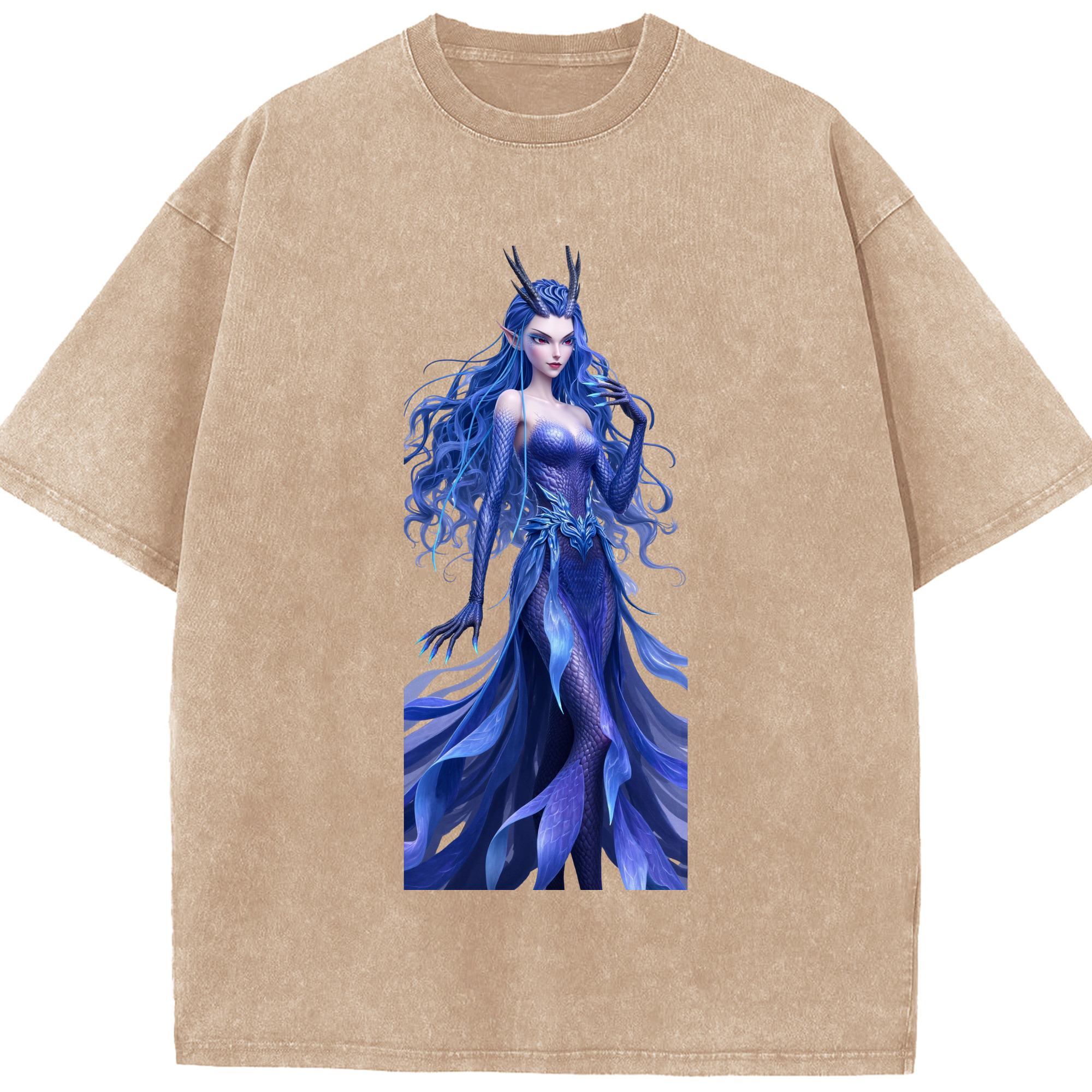 （画像用） Ne Zha 2 ナタ 魔童の大暴れ 綿100% ヴィンテージ風 半袖Tシャツ（フロントプリント）