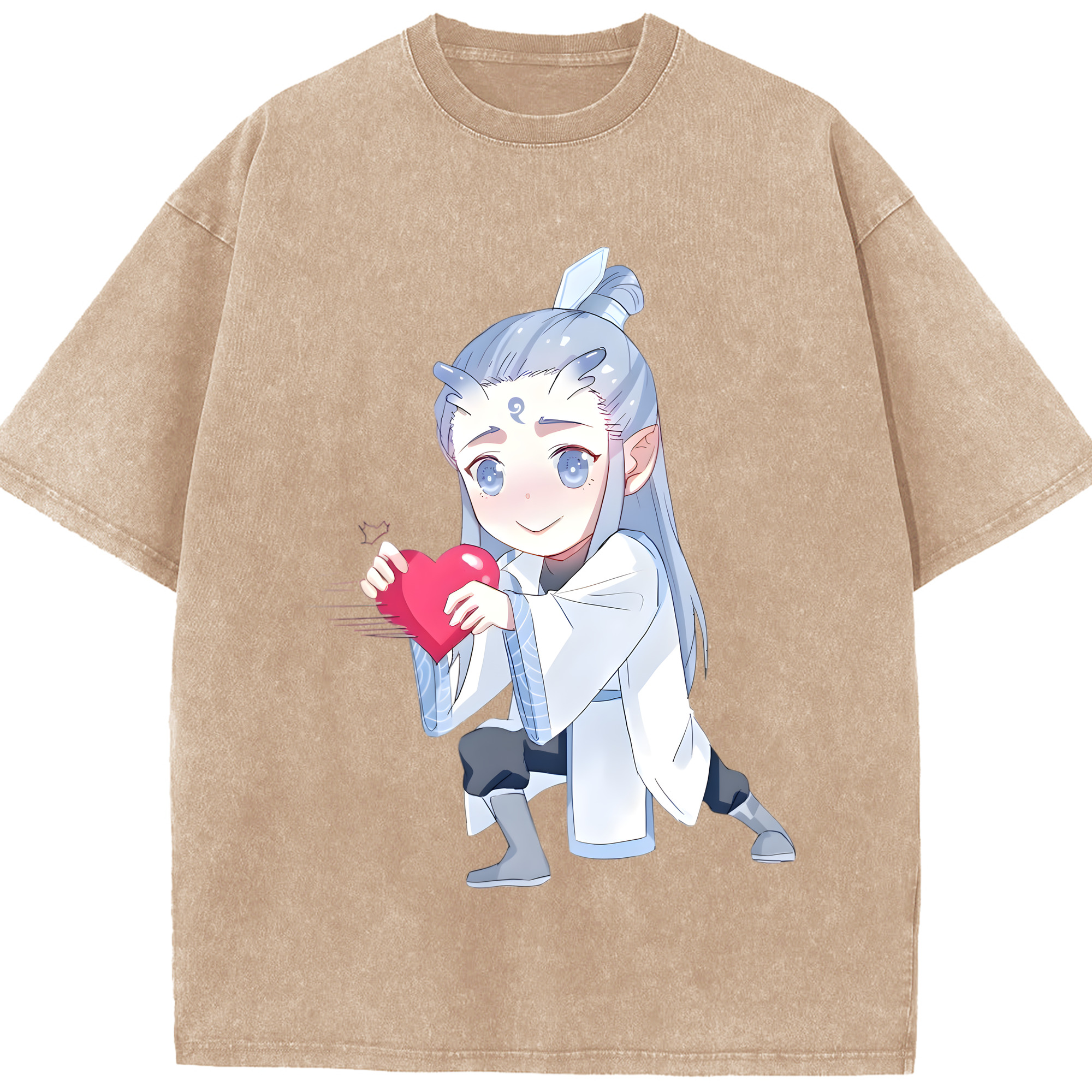 （画像用） Ne Zha 2 ナタ 魔童の大暴れ 綿100% ヴィンテージ風 半袖Tシャツ（フロントプリント）