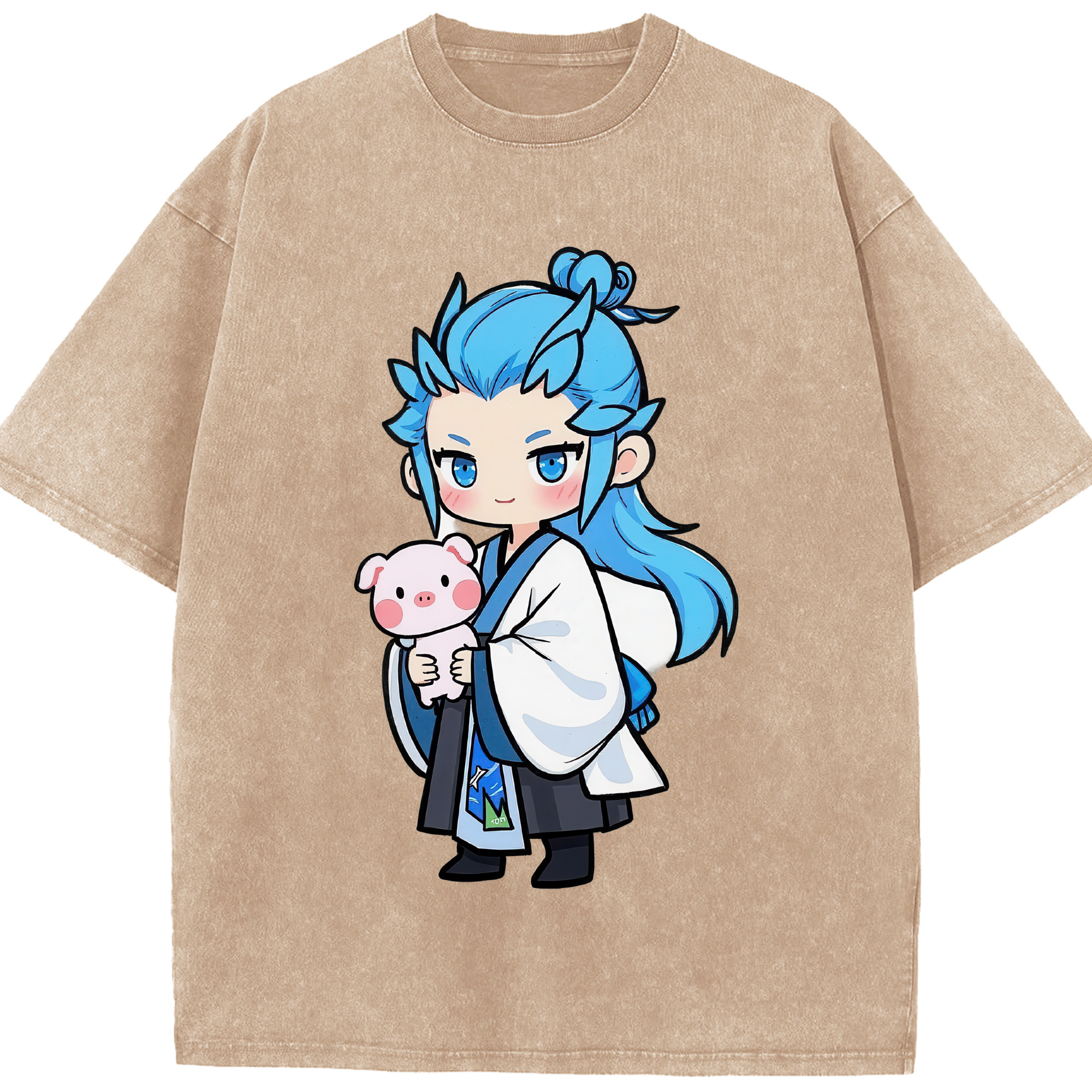 （画像用） Ne Zha 2 ナタ 魔童の大暴れ 綿100% ヴィンテージ風 半袖Tシャツ（フロントプリント）