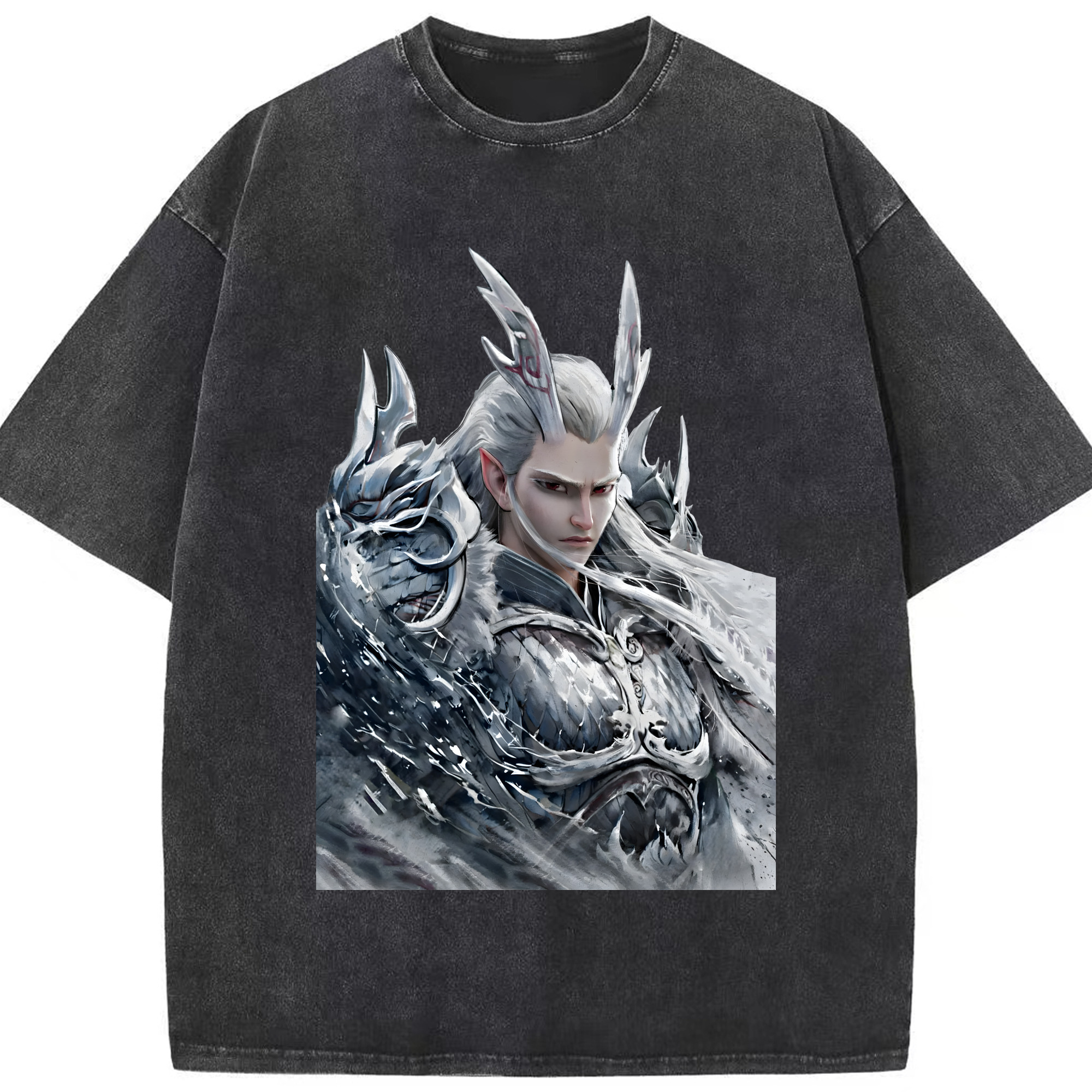 （画像用） Ne Zha 2 ナタ 魔童の大暴れ 綿100% ヴィンテージ風 半袖Tシャツ（フロントプリント）