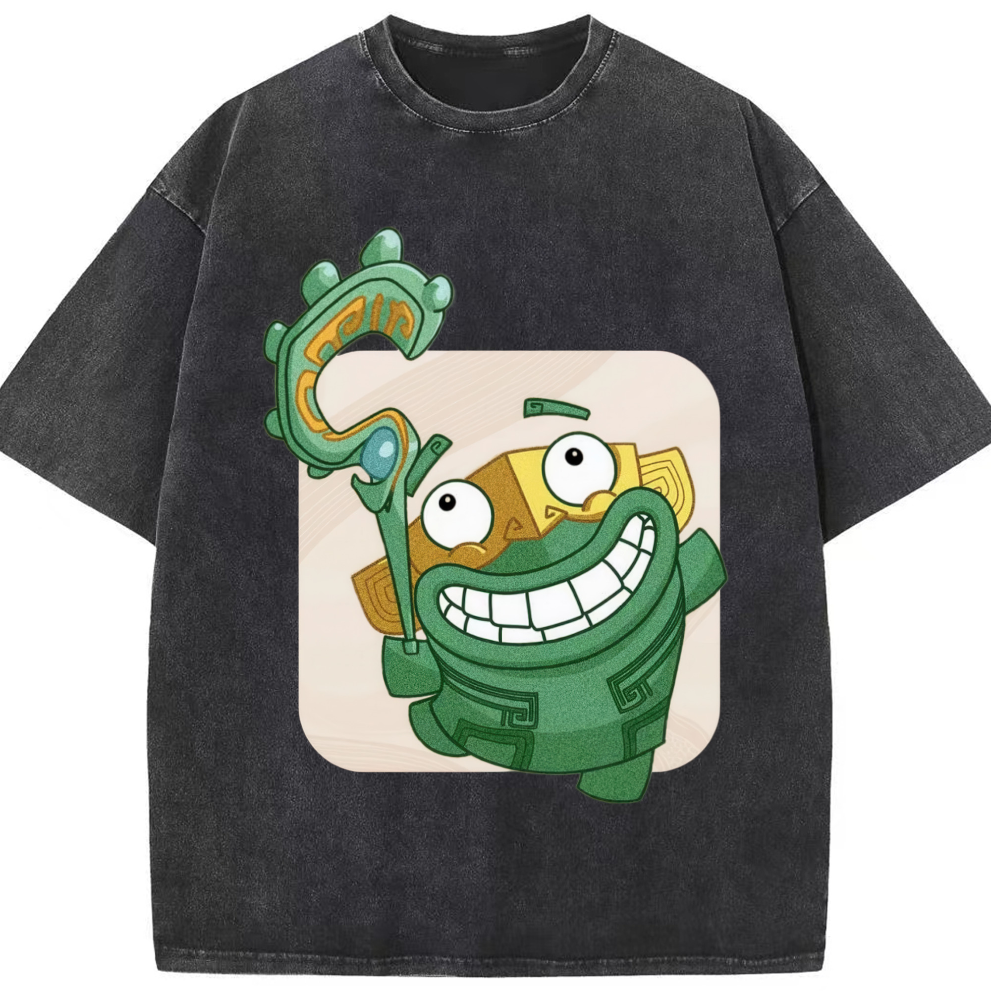 （画像用） Ne Zha 2 ナタ 魔童の大暴れ 綿100% ヴィンテージ風 半袖Tシャツ（フロントプリント）